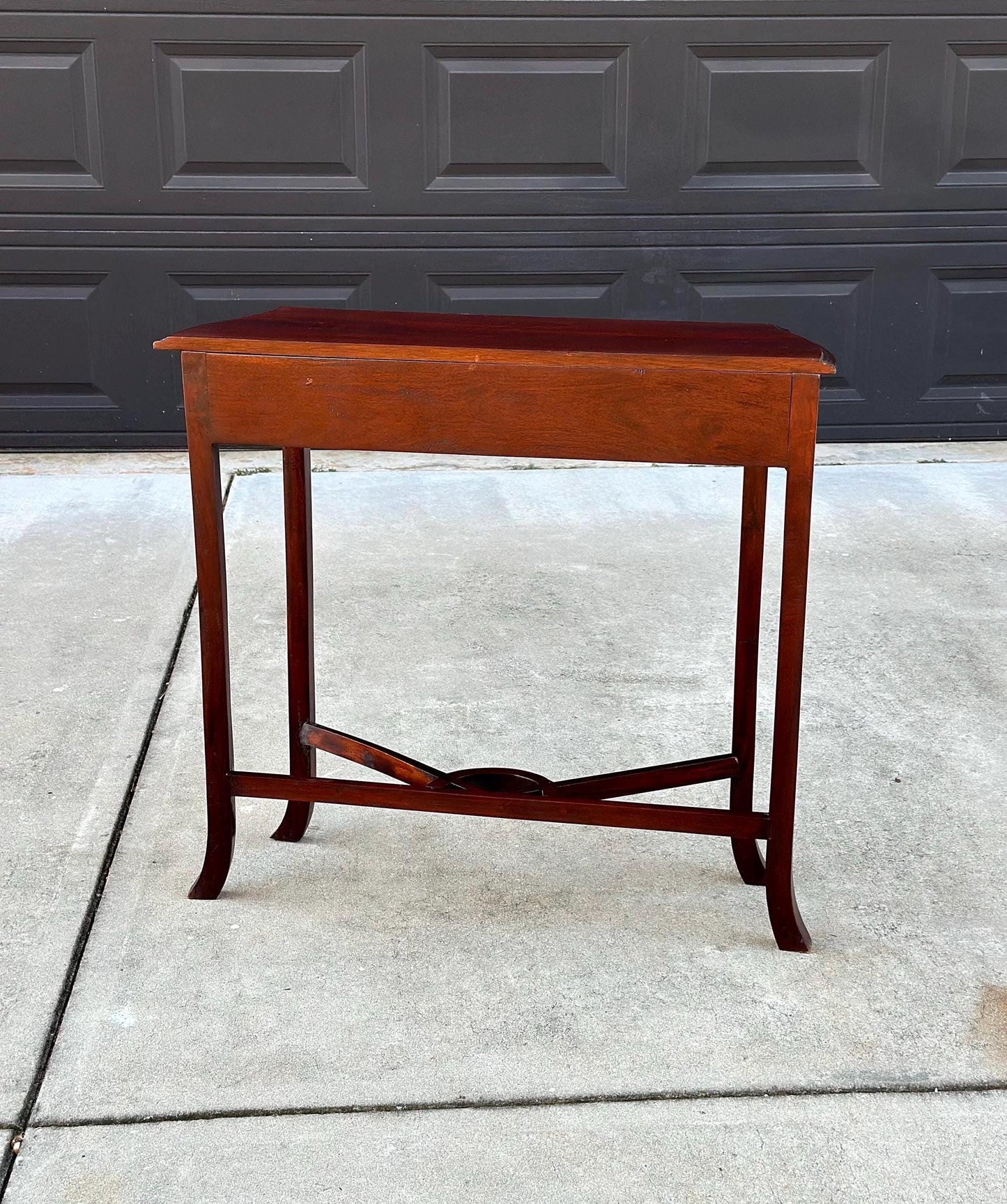 Antique Early 1900's Solid Wood Carved Punched Console Sofa Table