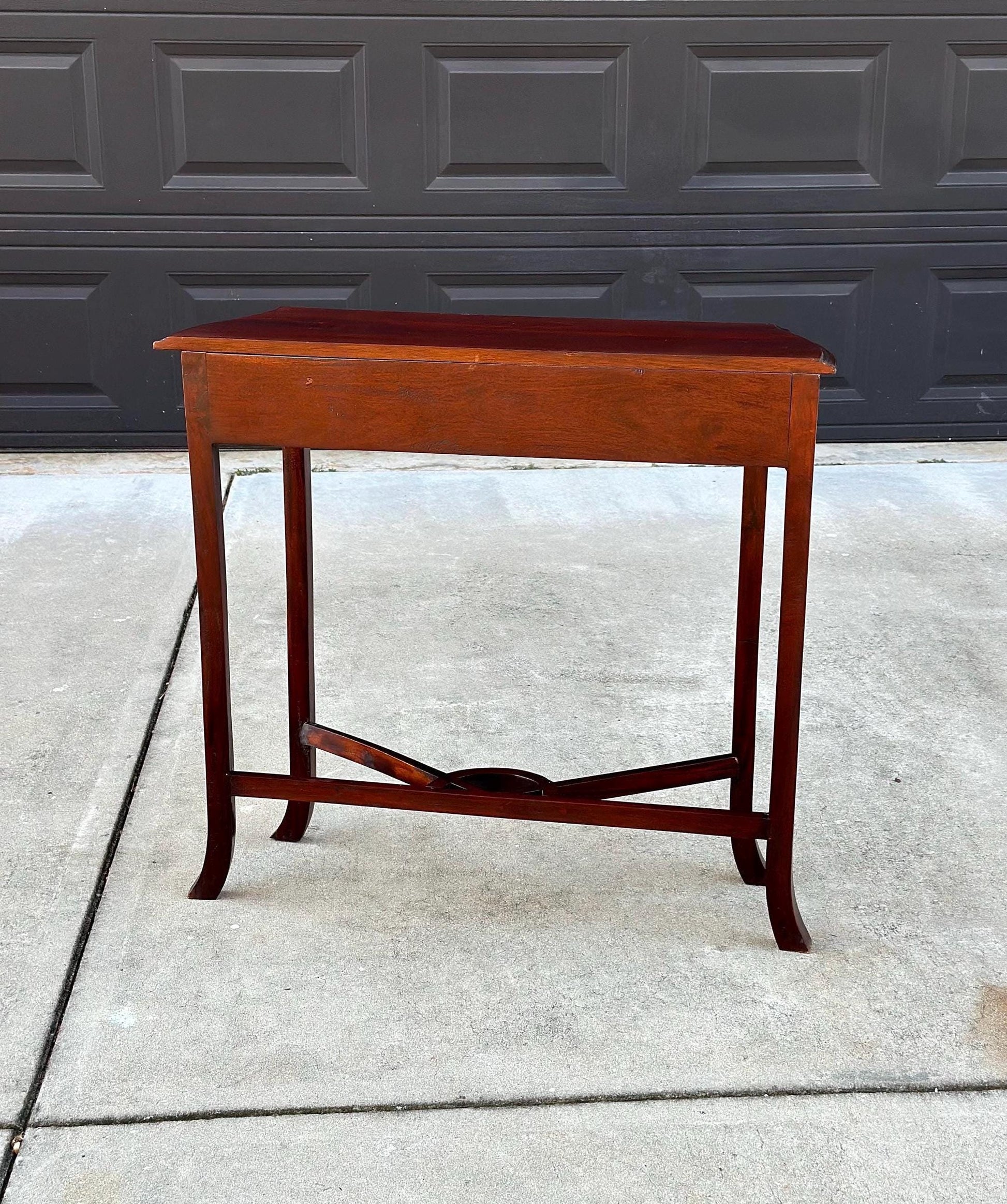 Antique Early 1900's Solid Wood Carved Punched Console Sofa Table