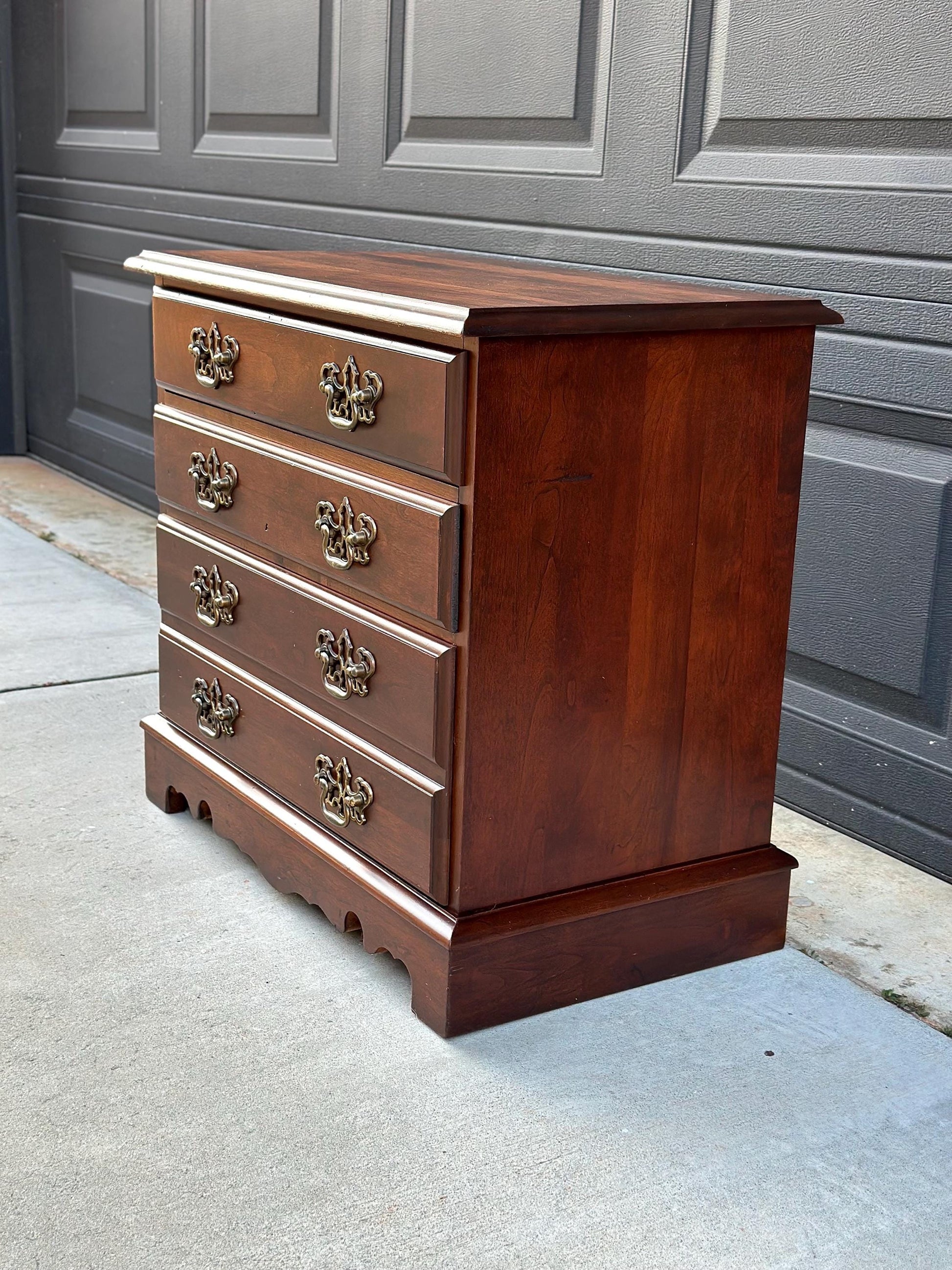 Vintage Mid 1900's Solid Wood Three Drawer Mahogany Nightstand