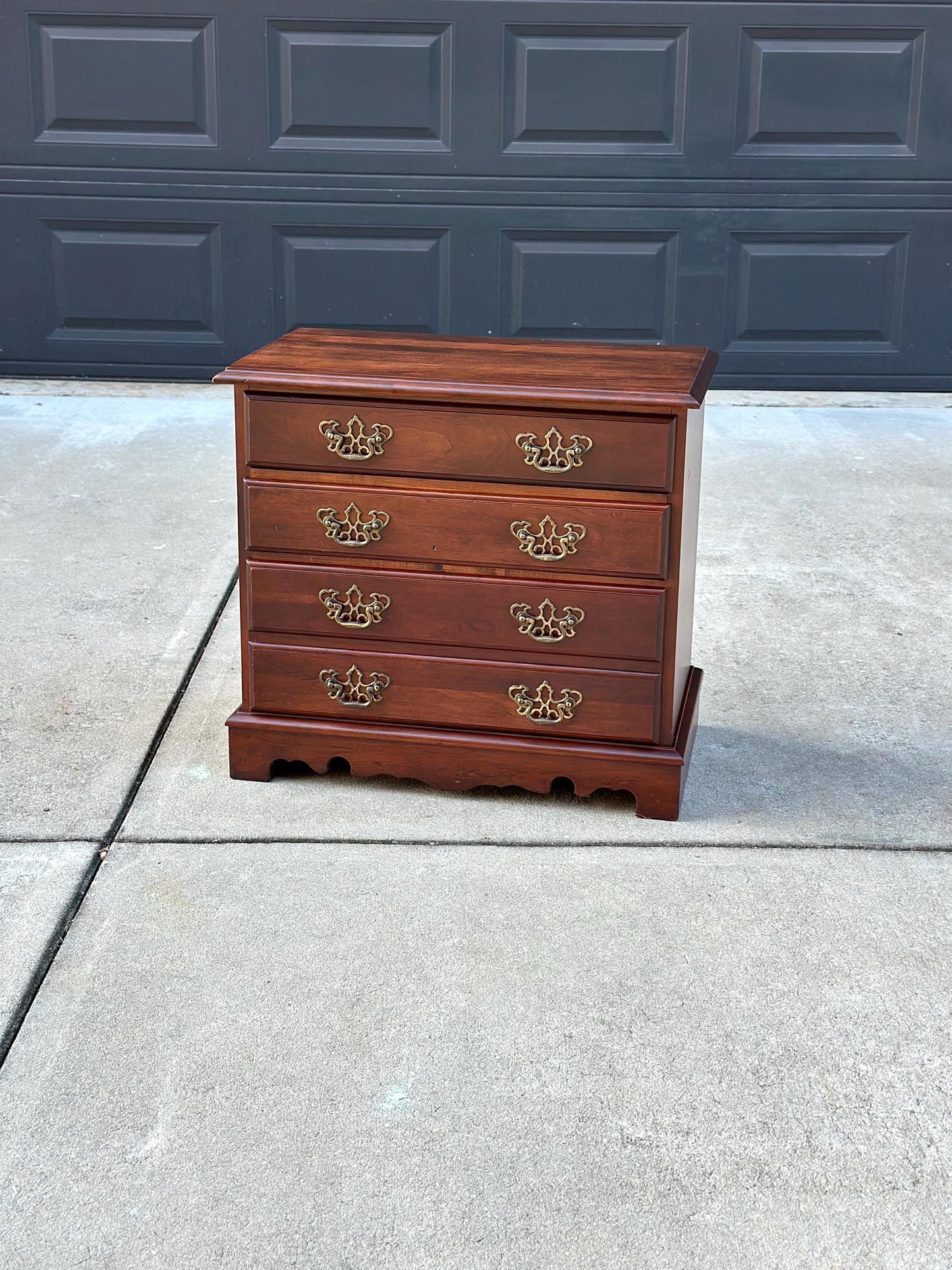 Vintage Mid 1900's Solid Wood Three Drawer Mahogany Nightstand