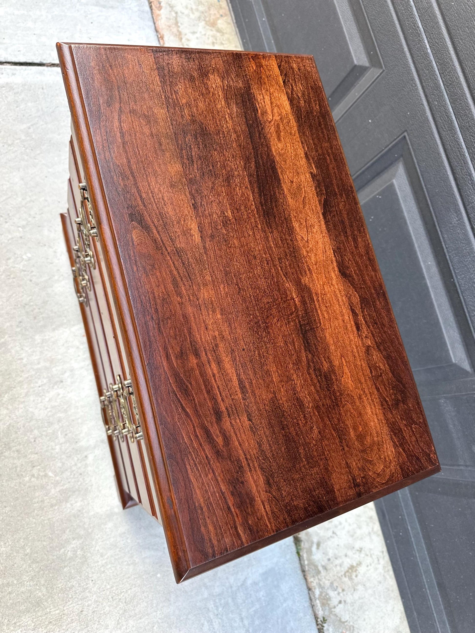 Vintage Mid 1900's Solid Wood Three Drawer Mahogany Nightstand