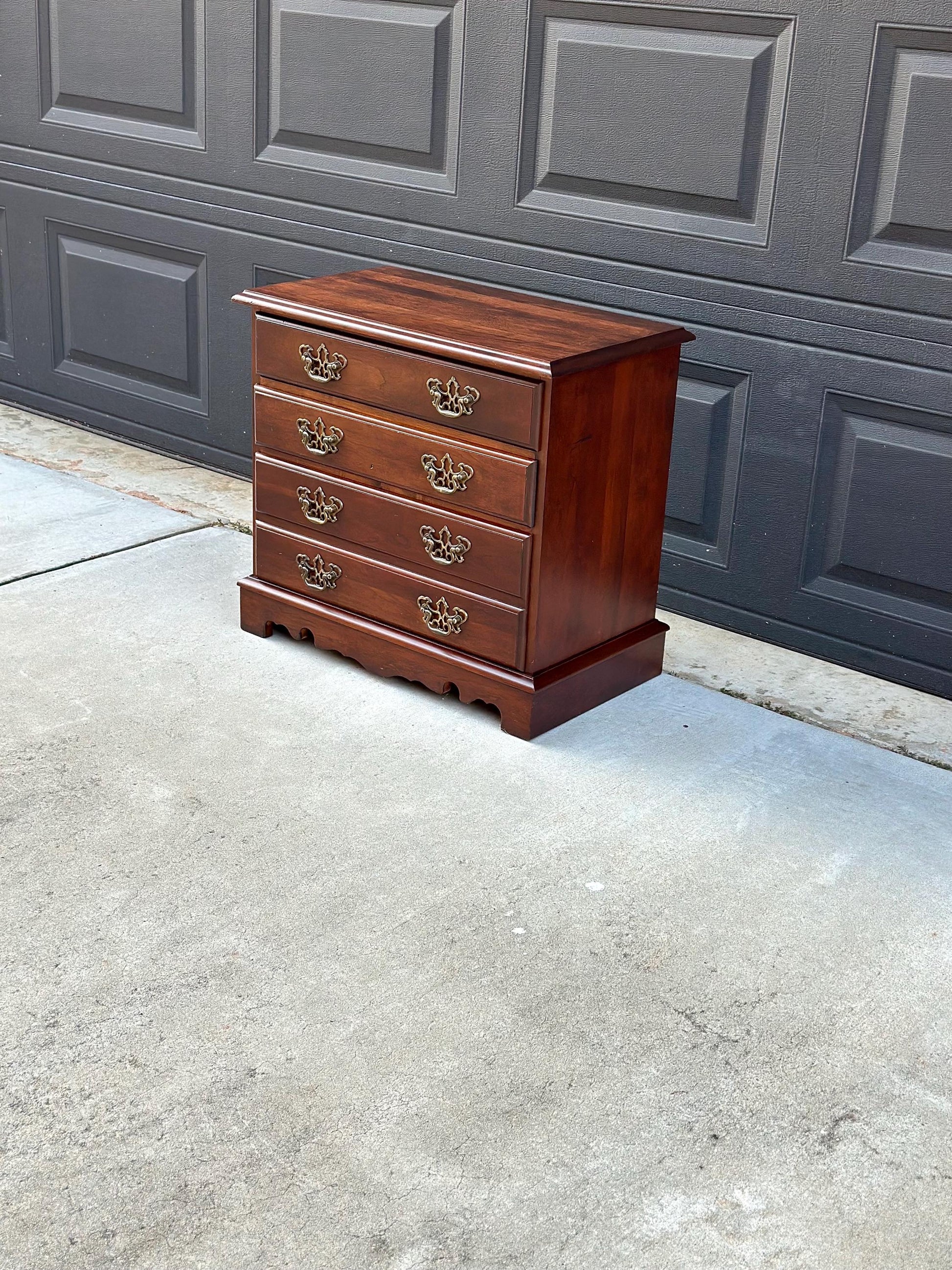 Vintage Mid 1900's Solid Wood Three Drawer Mahogany Nightstand