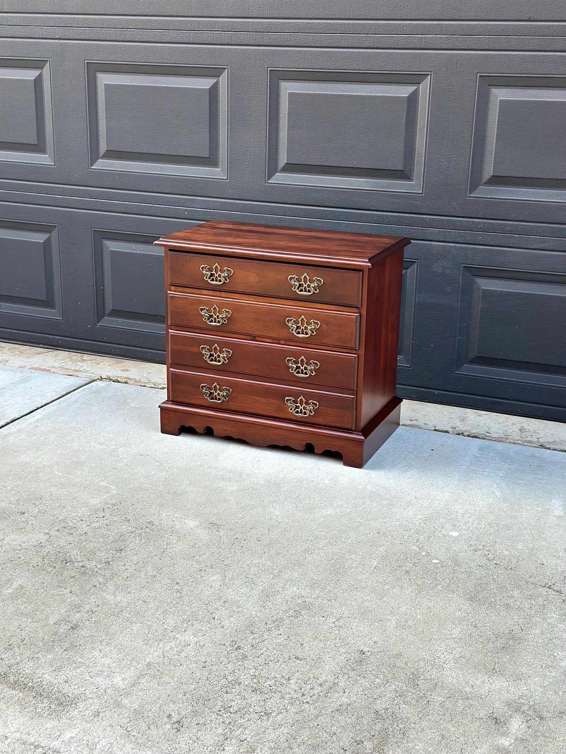 Vintage Mid 1900's Solid Wood Three Drawer Mahogany Nightstand