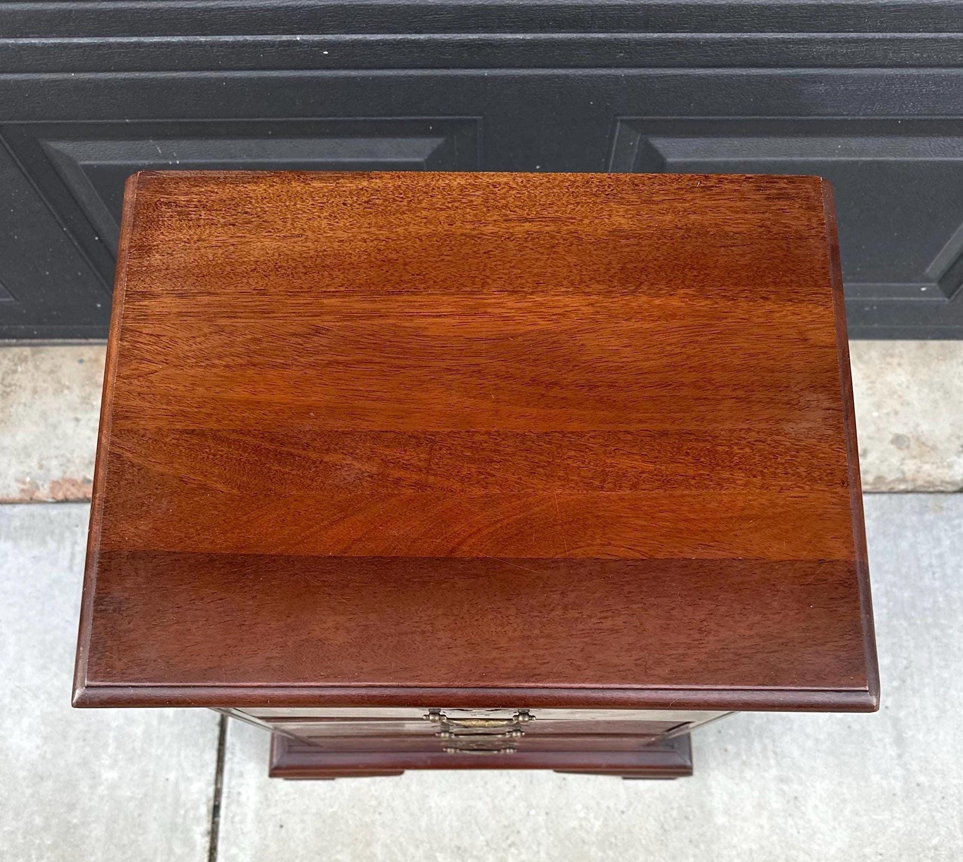 Vintage Mid 1900's Solid Wood Three Drawer Narrow Mahogany Nightstand