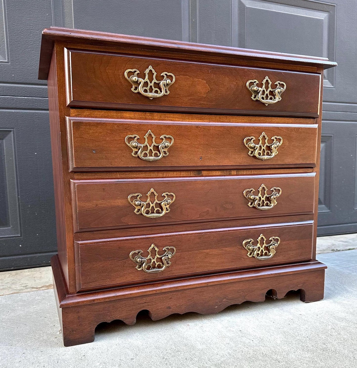 Vintage Mid 1900's Solid Wood Three Drawer Mahogany Nightstand
