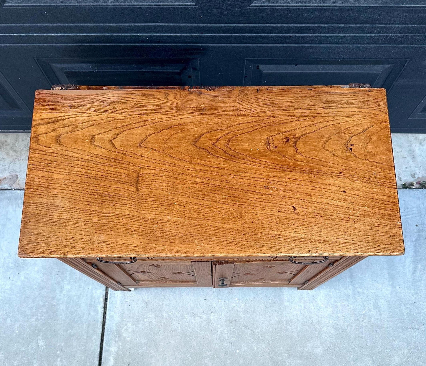 Antique Early 1900's Solid Wood Eastlake Oak Accent Cabinet on Porcelain Casters