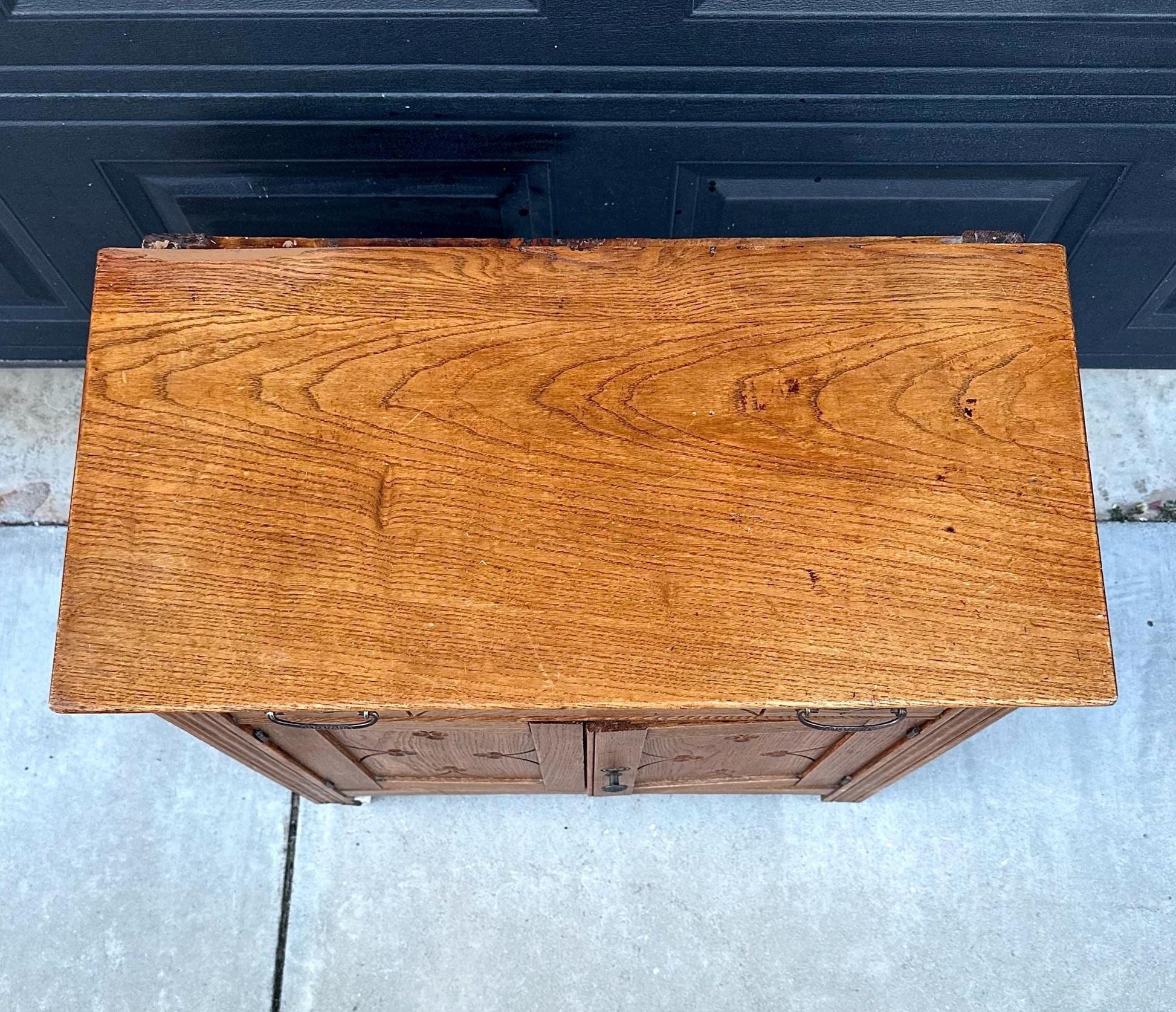 Antique Early 1900's Solid Wood Eastlake Oak Accent Cabinet on Porcelain Casters