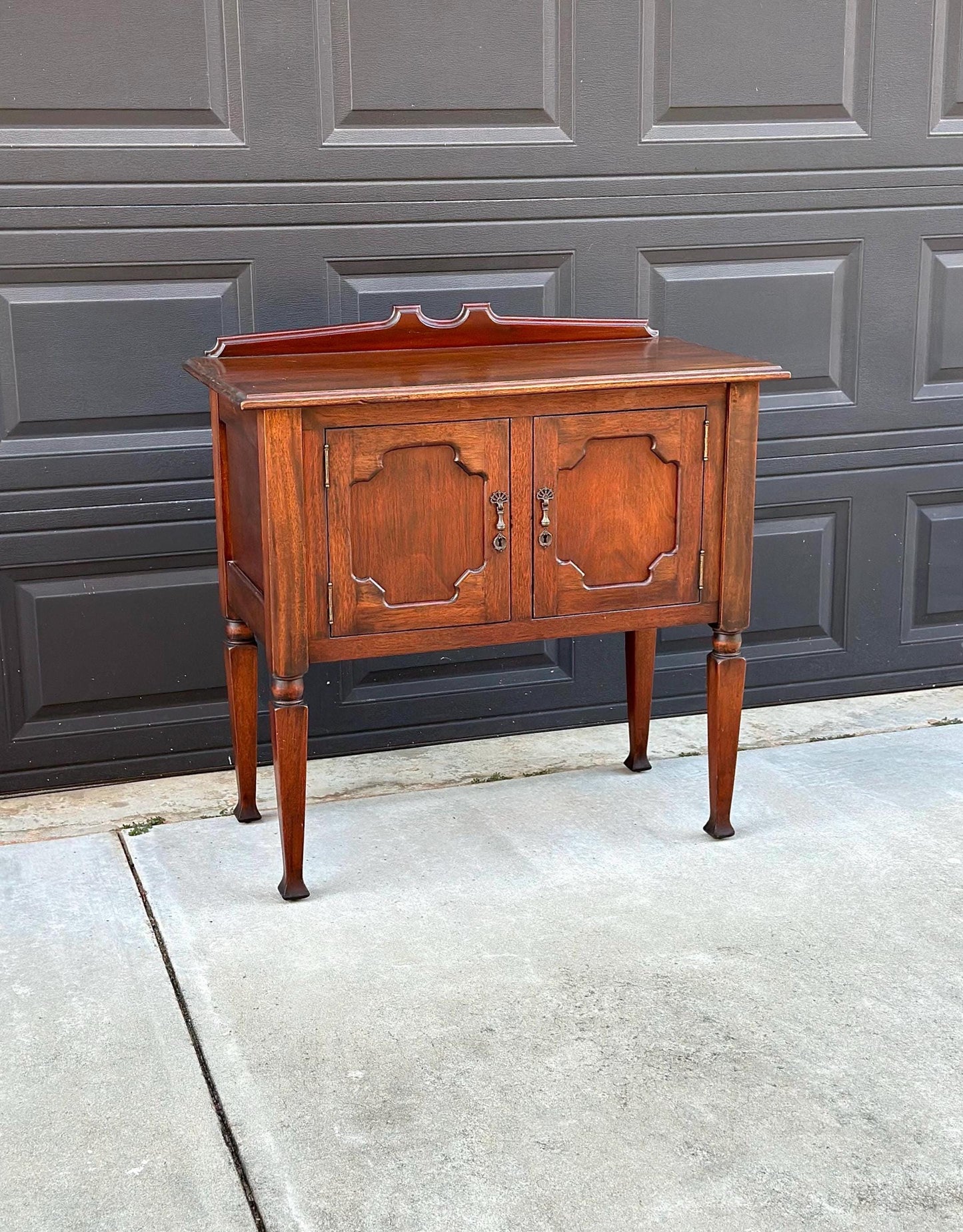 Antique Early 1900's Solid Wood Mahogany Cabinet Console Table