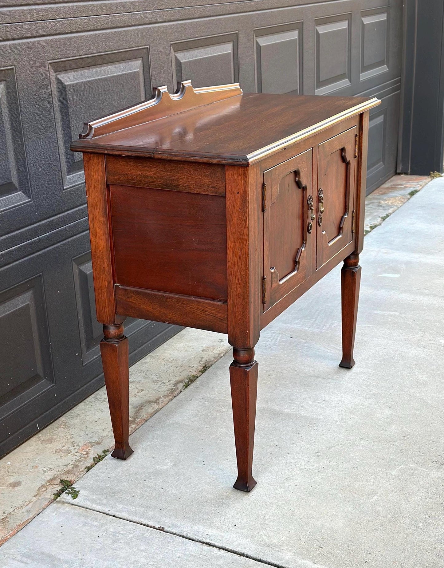 Antique Early 1900's Solid Wood Mahogany Cabinet Console Table