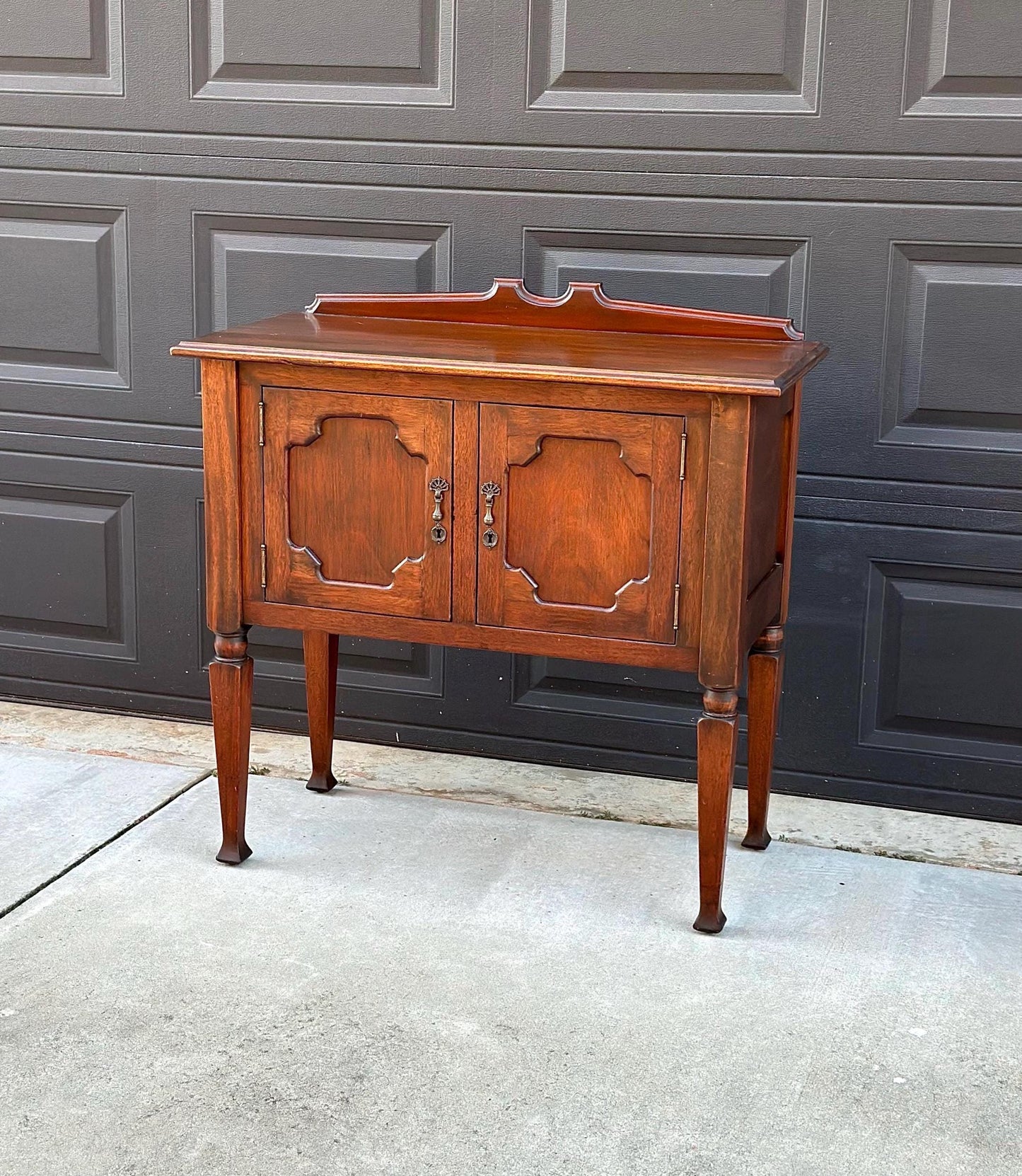 Antique Early 1900's Solid Wood Mahogany Cabinet Console Table