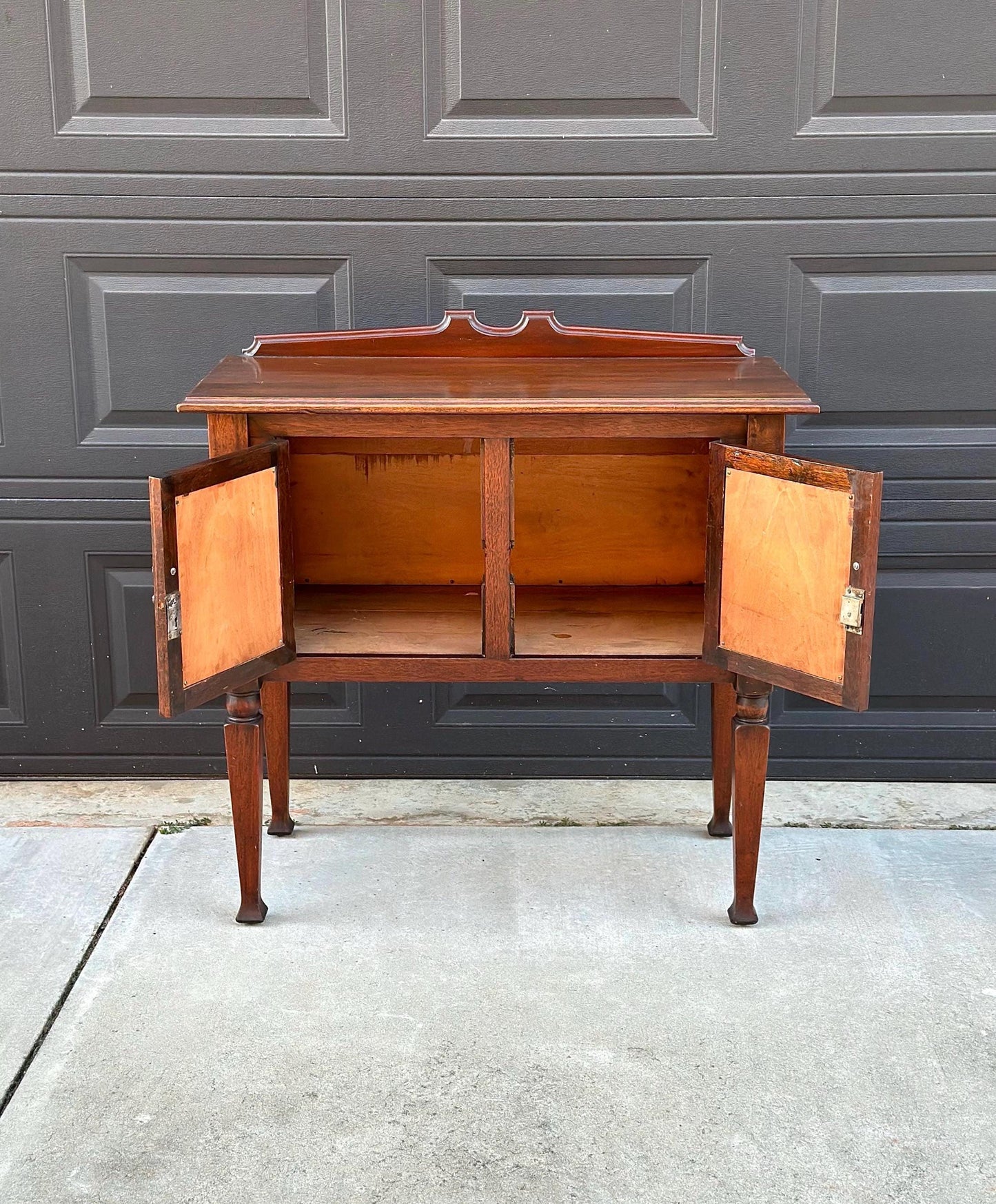 Antique Early 1900's Solid Wood Mahogany Cabinet Console Table