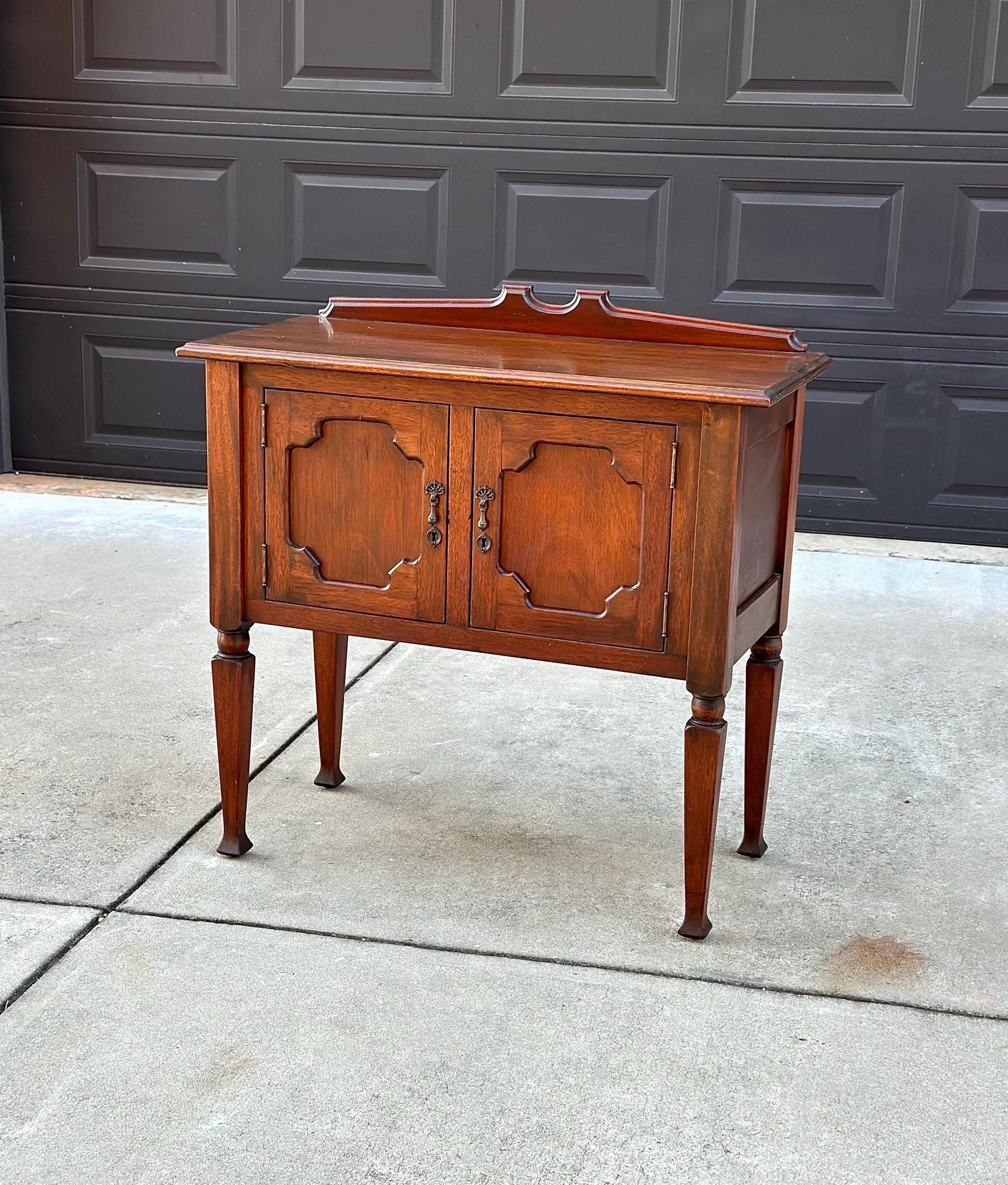 Antique Early 1900's Solid Wood Mahogany Cabinet Console Table