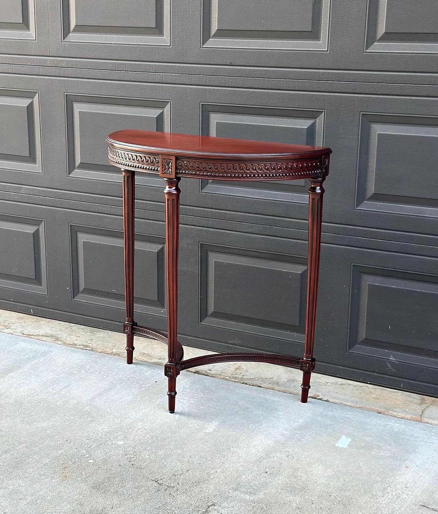 Vintage Mid 1900's Half Round Demilune Mahogany Wood Hall Table