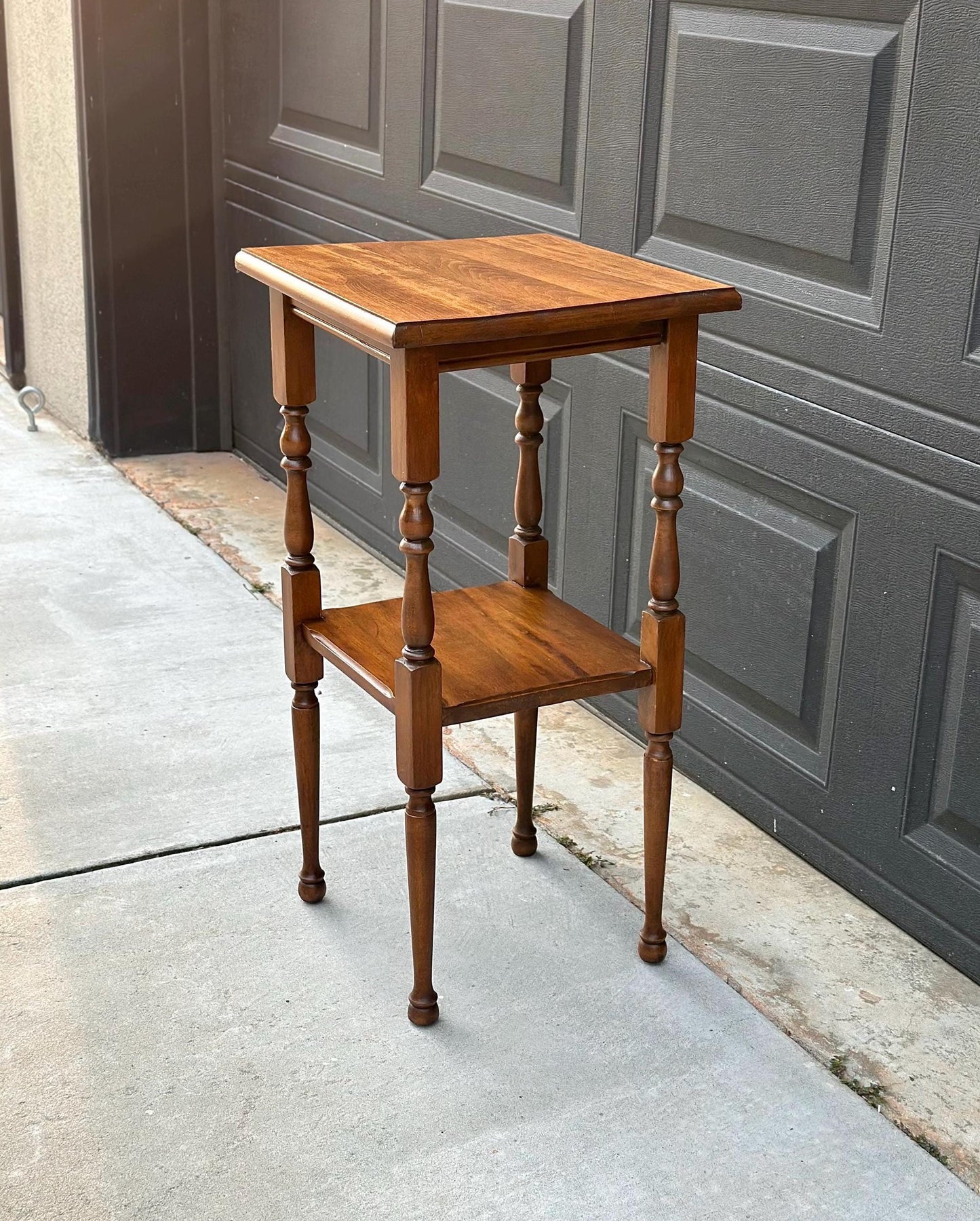 Antique Early 1900's Solid Wood Tall Narrow Maple Side Table