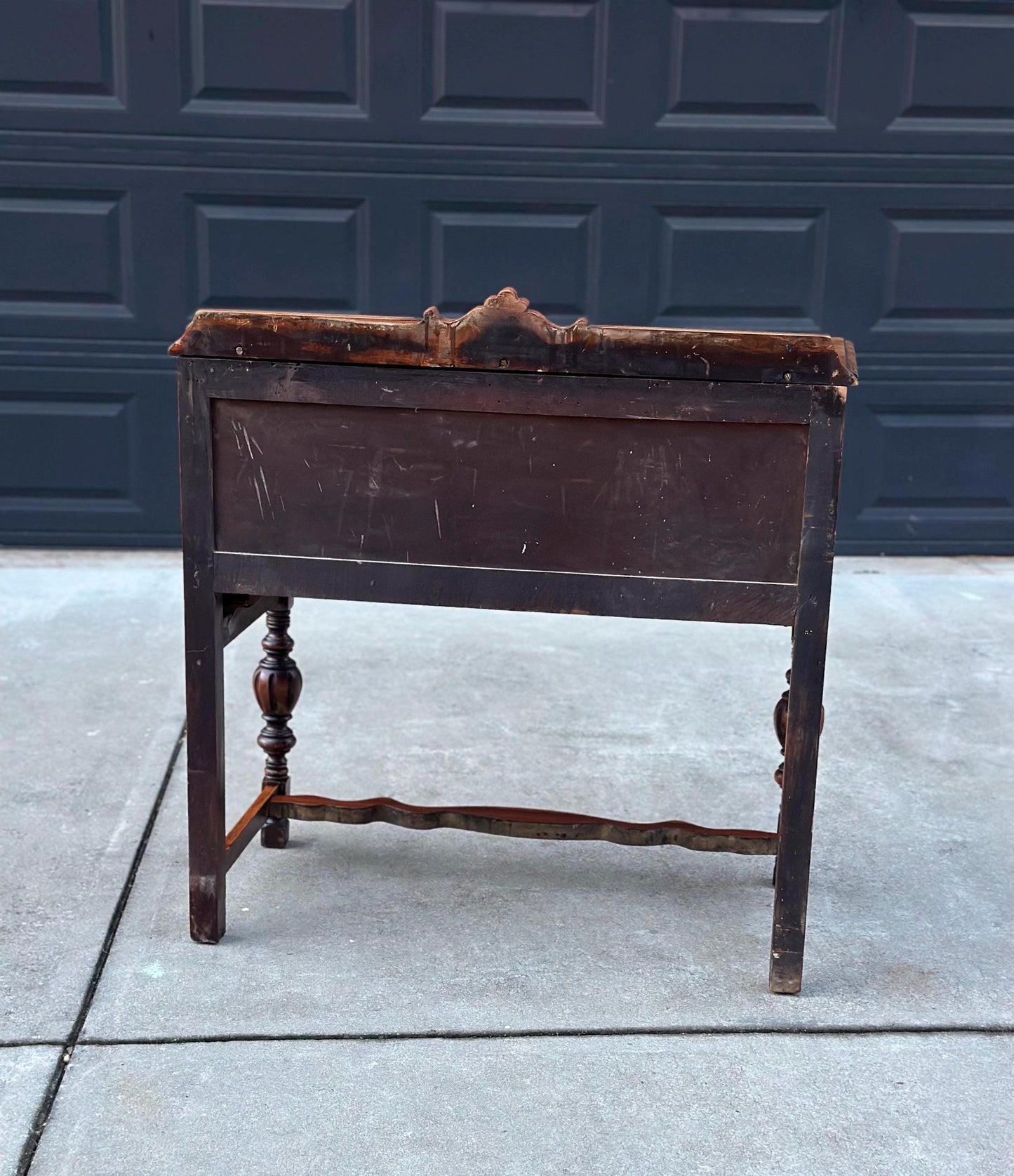 Antique Early 1900's Turned Leg Walnut Accent Cabinet with Raised Gallery