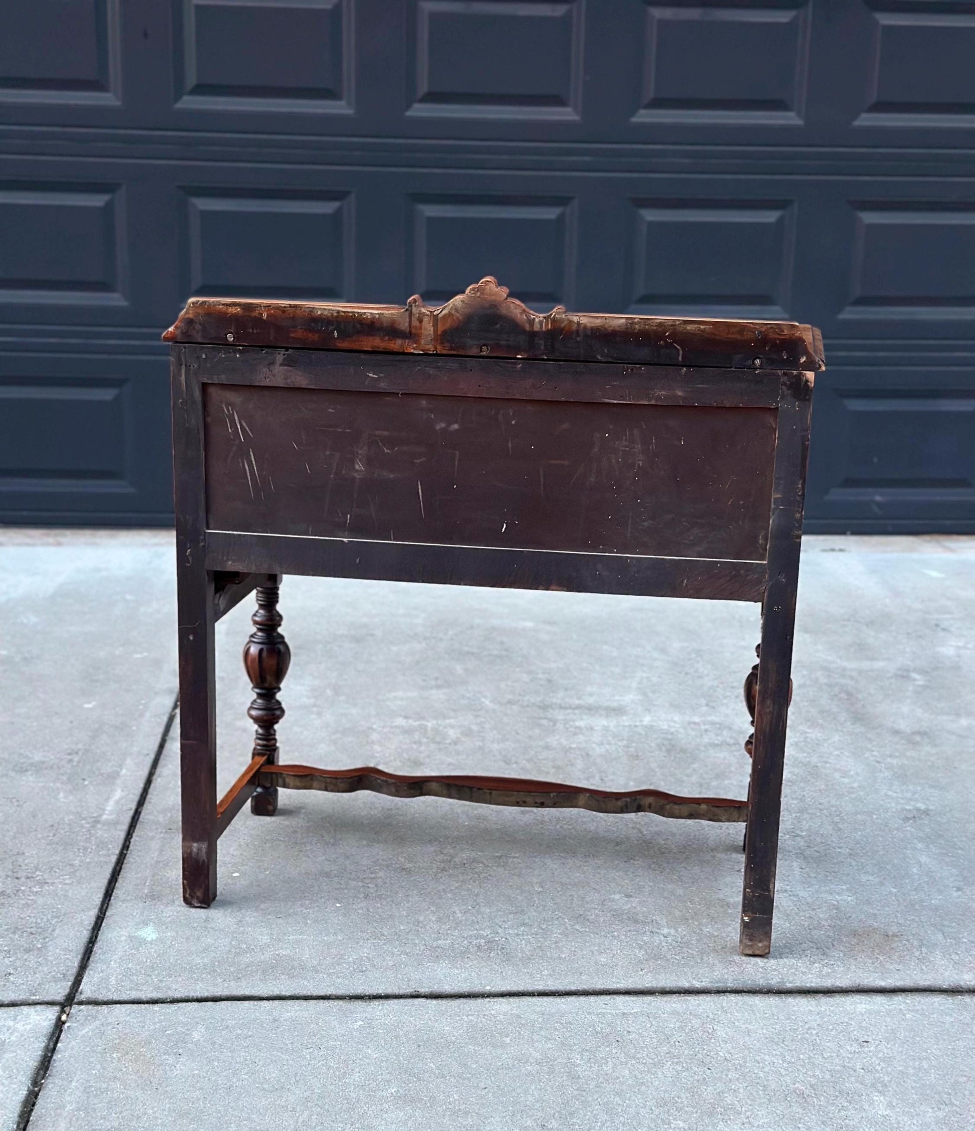 Antique Early 1900's Turned Leg Walnut Accent Cabinet with Raised Gallery