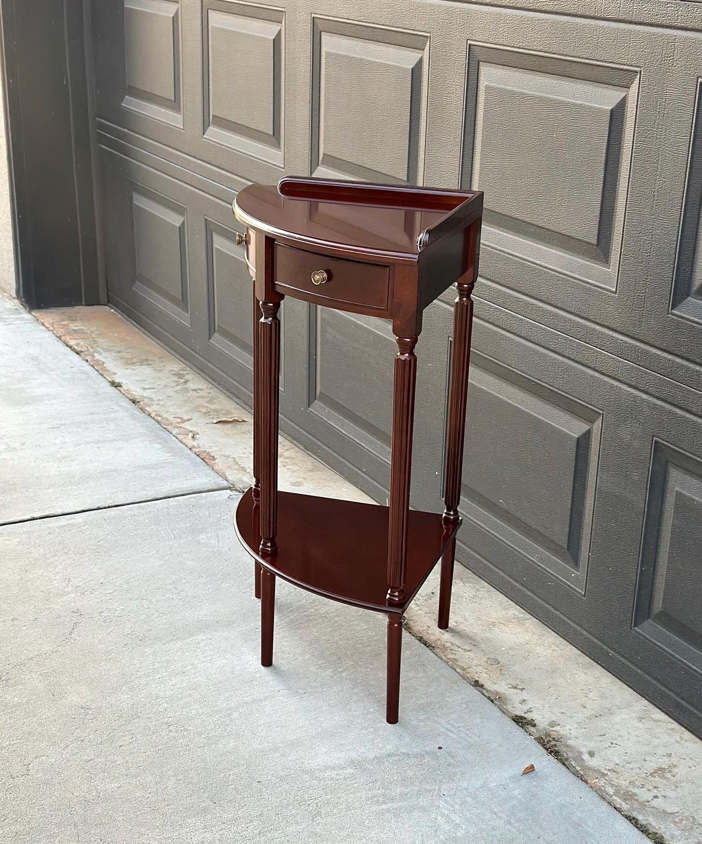 Vintage Federal Mahogany Accent Shelf Wood Corner Table