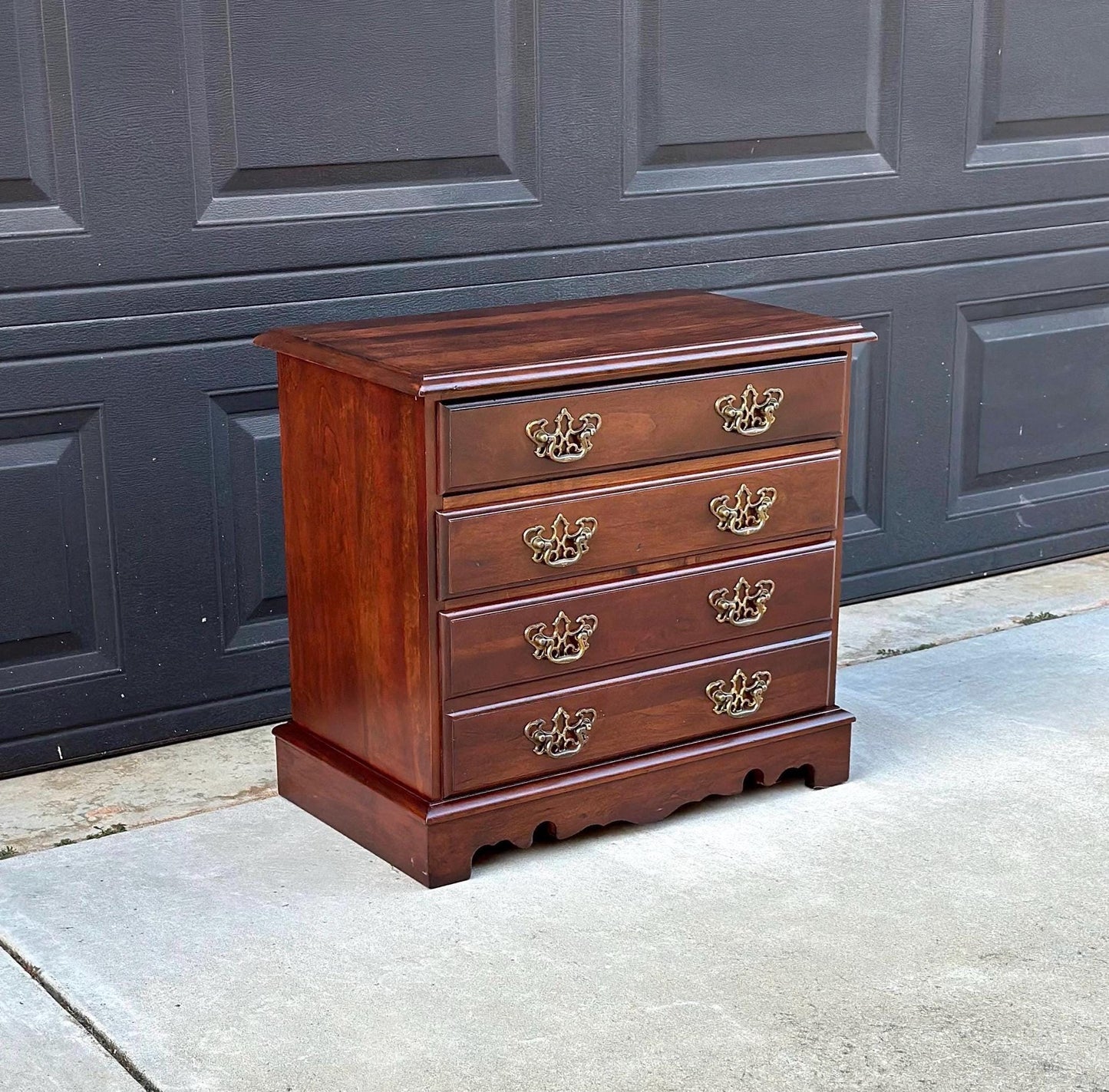 Vintage Mid 1900's Solid Wood Three Drawer Mahogany Nightstand