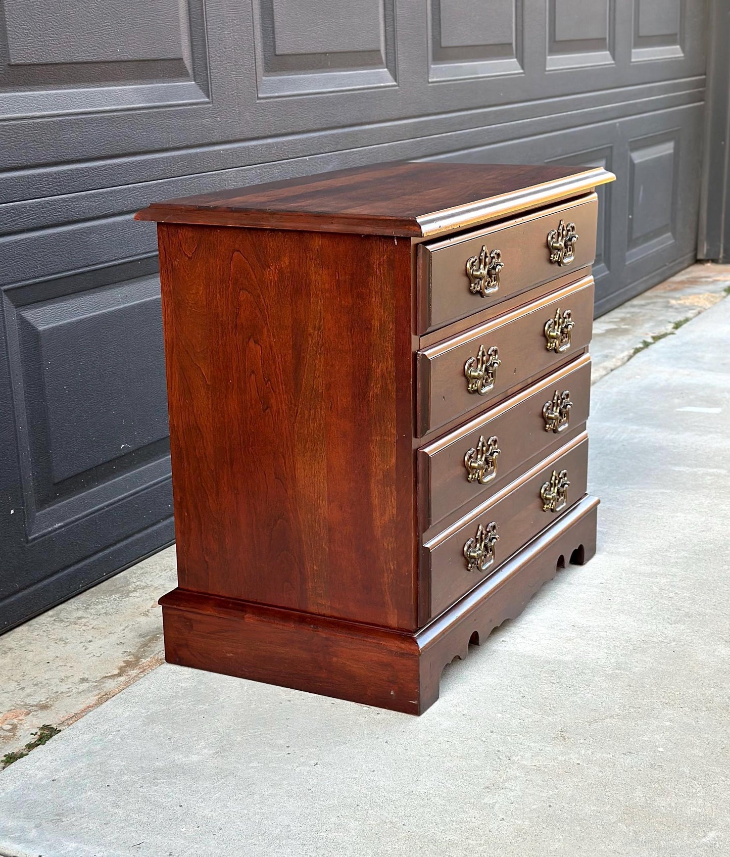 Vintage Mid 1900's Solid Wood Three Drawer Mahogany Nightstand