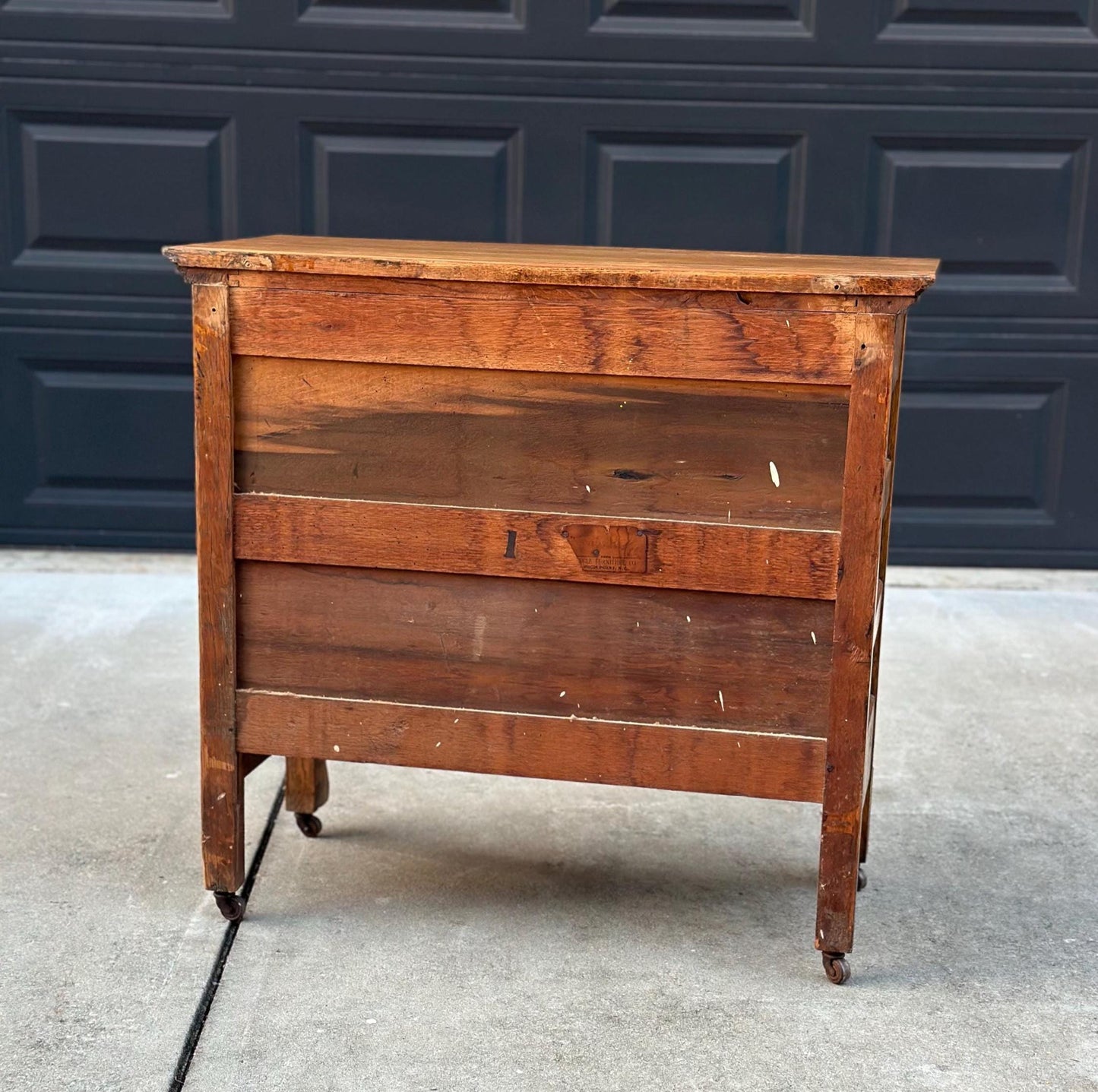 Antique Early 1900's Solid Wood Tiger Oak Washstand on Casters