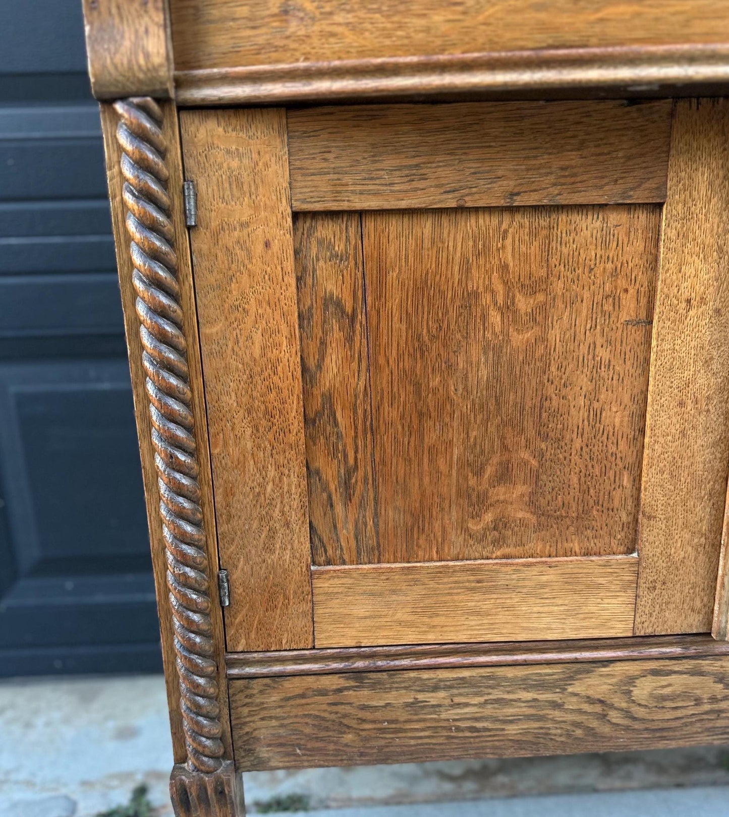 Antique Early 1900's Solid Wood Tiger Oak Washstand on Casters