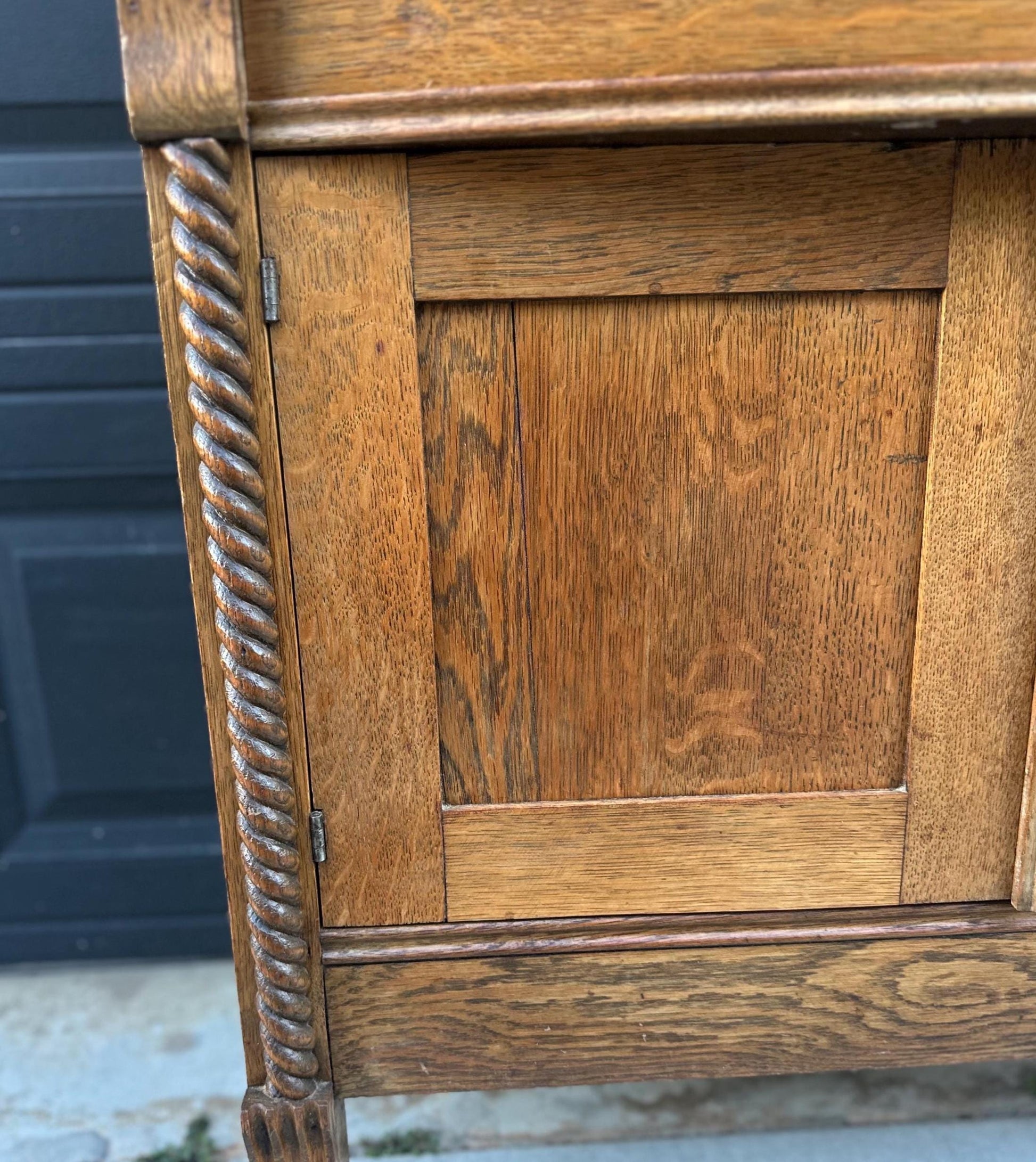 Antique Early 1900's Solid Wood Tiger Oak Washstand on Casters