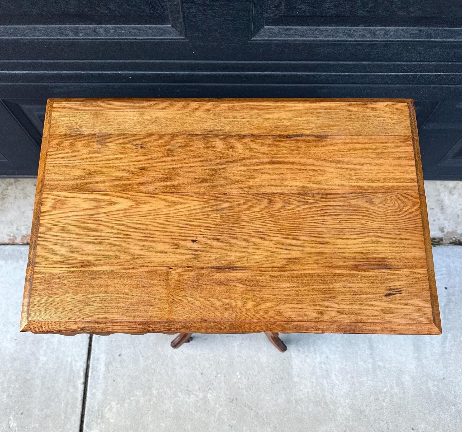 Antique Late 1800's Eastlake Solid Wood Carved Entry Accent Table on Casters