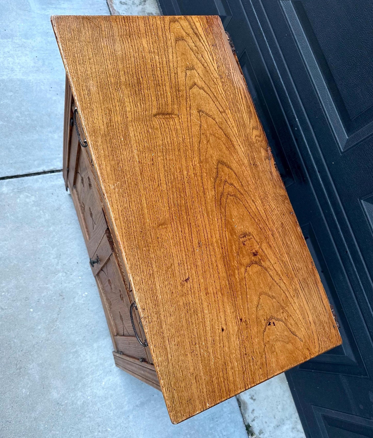 Antique Early 1900's Solid Wood Eastlake Oak Accent Cabinet on Porcelain Casters