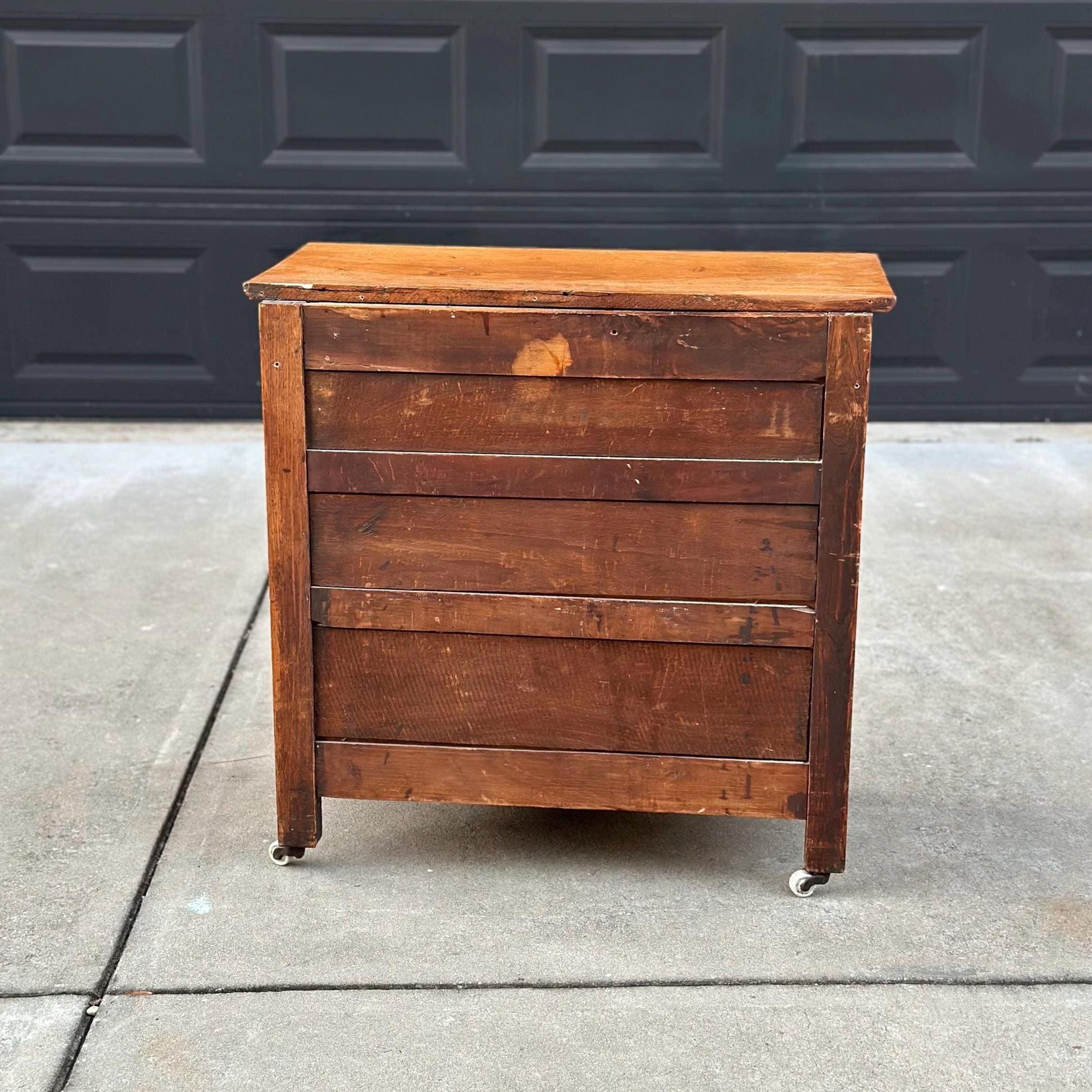 Antique Early 1900's Solid Wood Eastlake Oak Accent Cabinet on Porcelain Casters