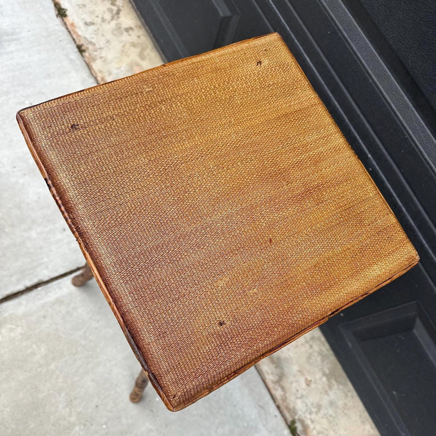 Antique Late 1800's Burnt Bamboo Woven Reed & Maple Wood Lift Top Table