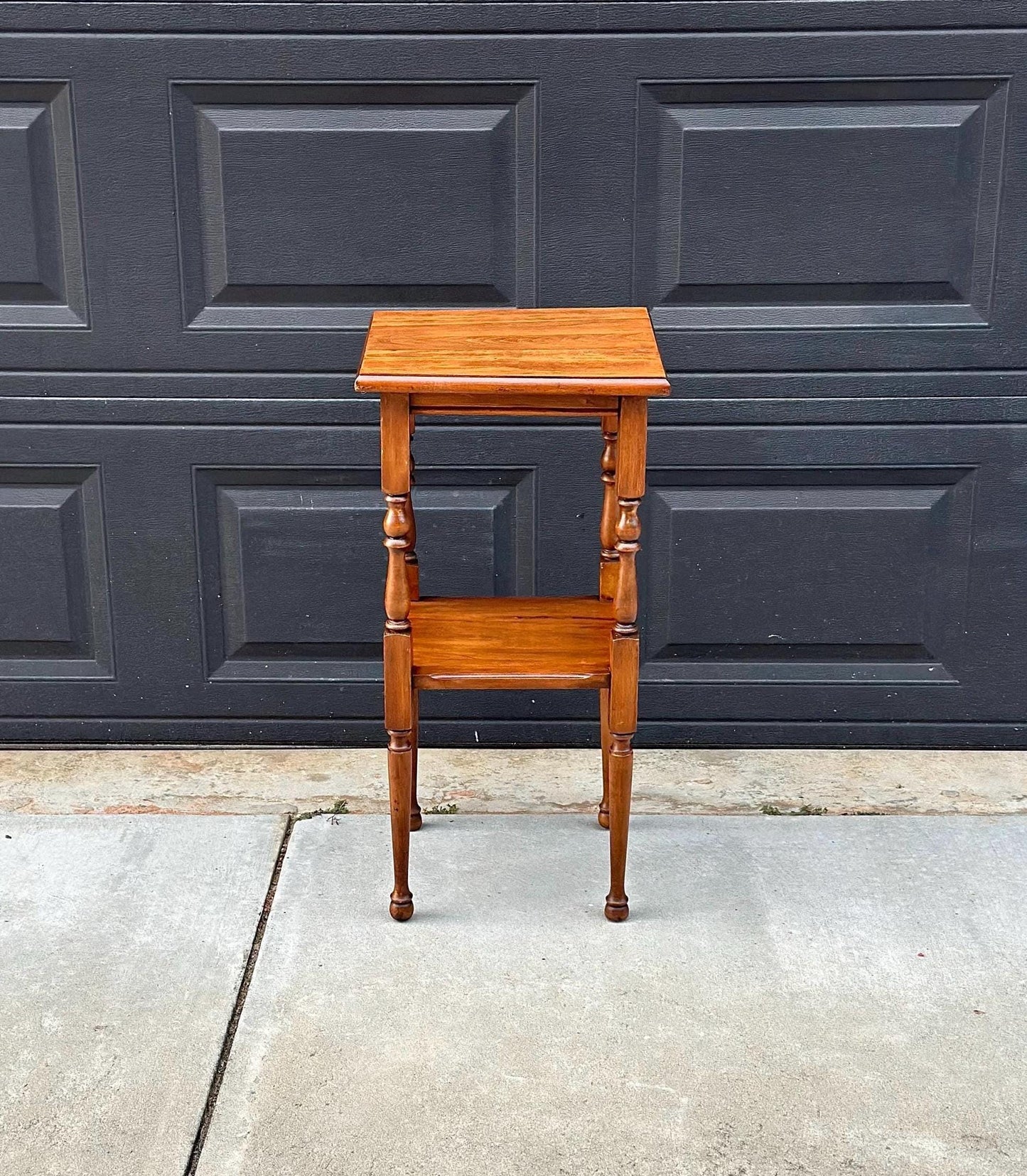 Antique Early 1900's Solid Wood Tall Narrow Maple Side Table