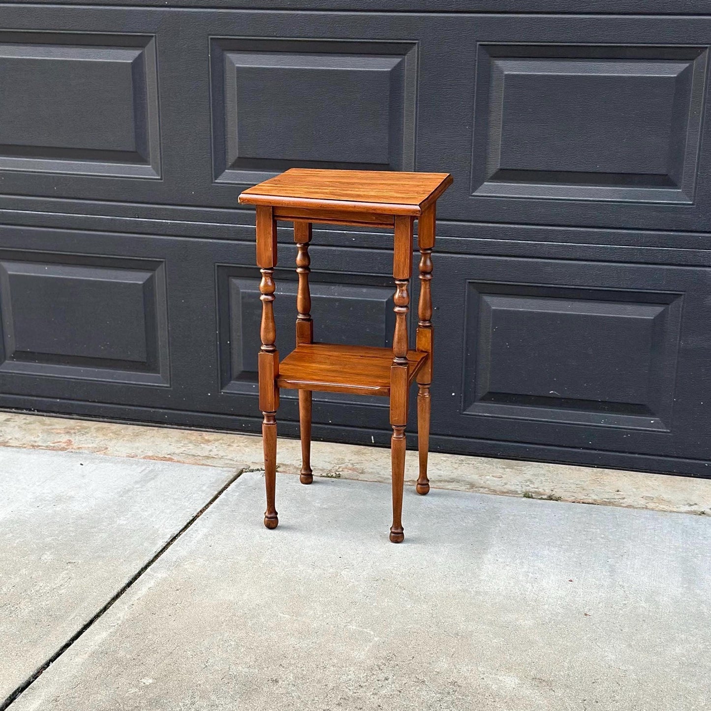 Antique Early 1900's Solid Wood Tall Narrow Maple Side Table