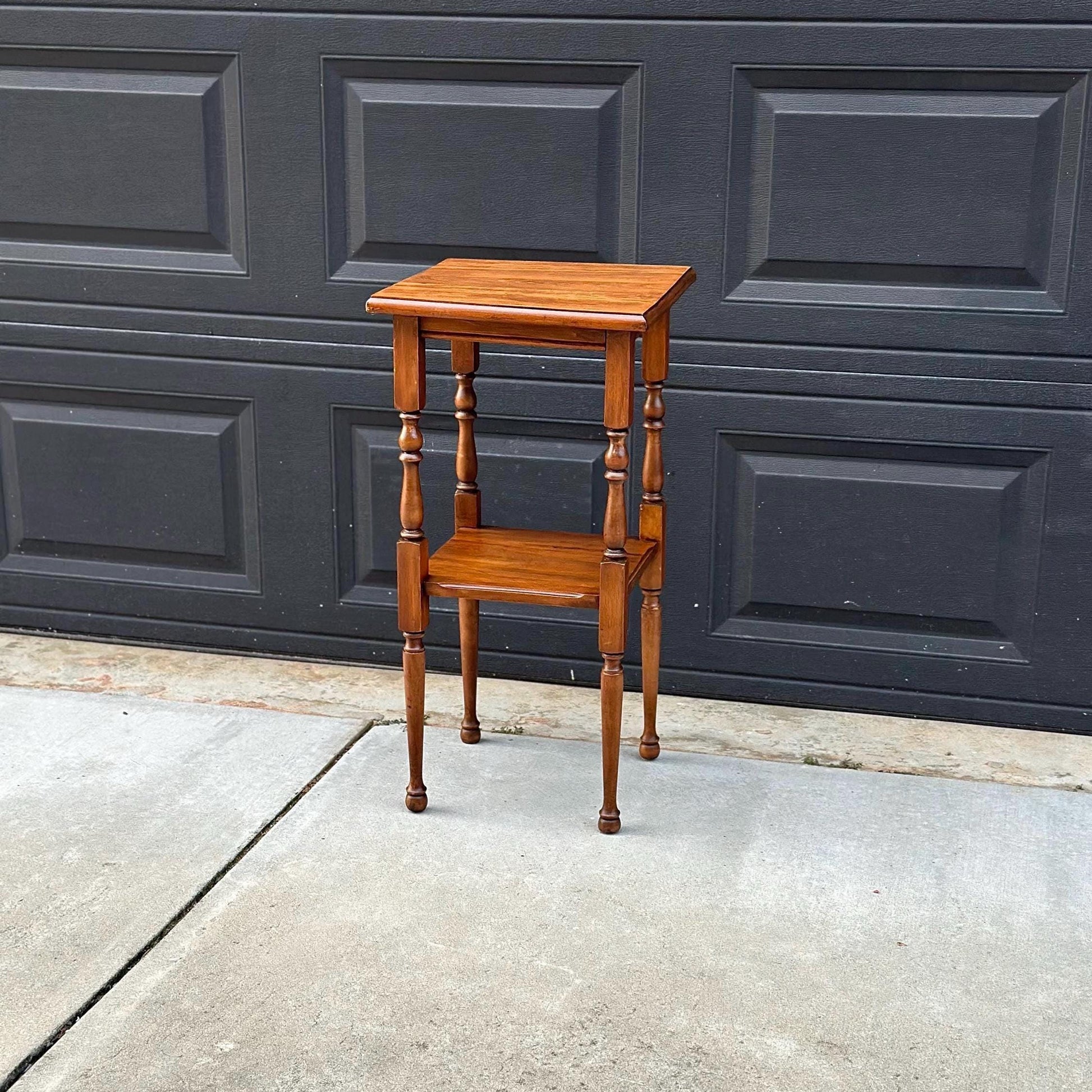 Antique Early 1900's Solid Wood Tall Narrow Maple Side Table