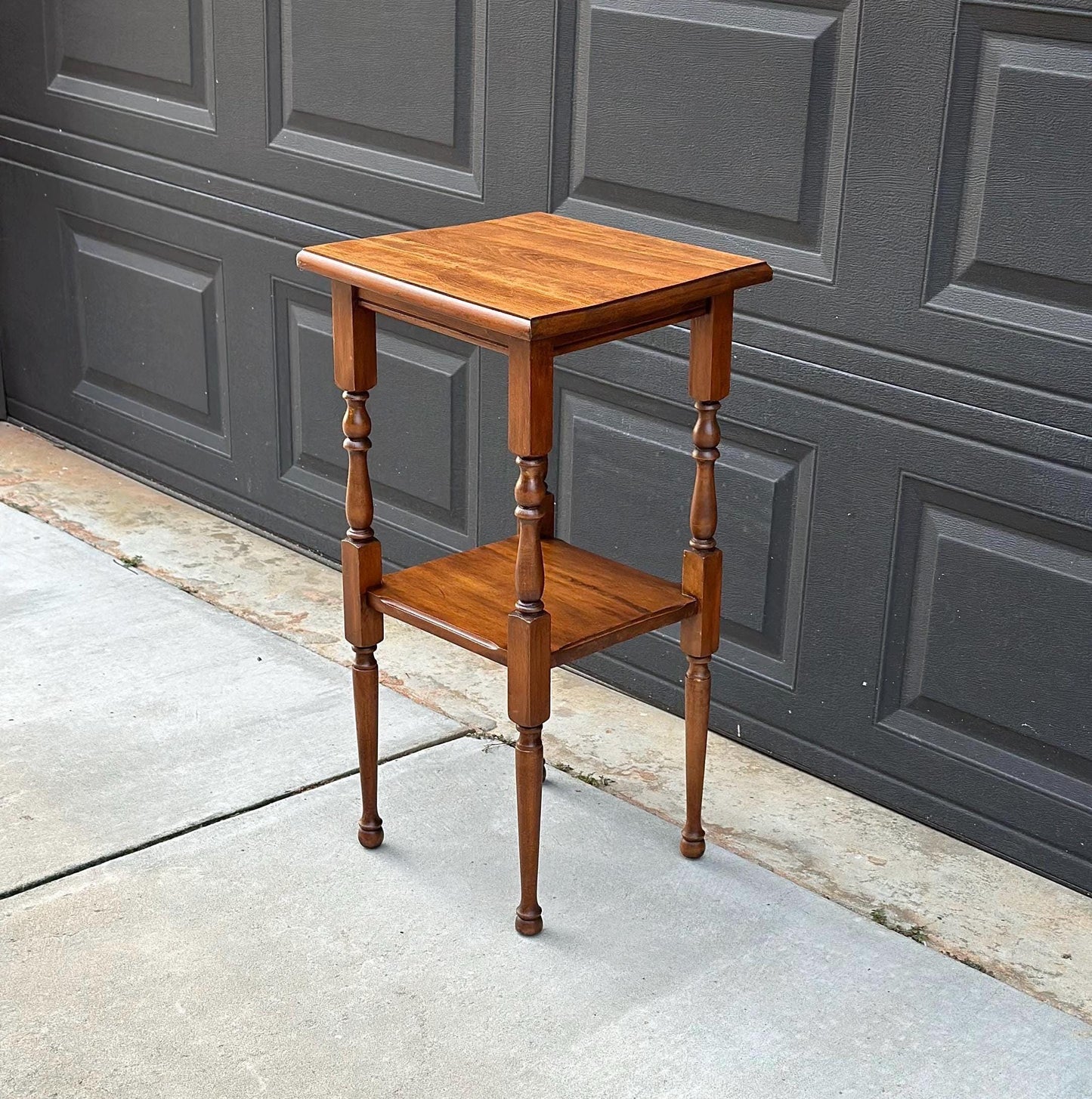 Antique Early 1900's Solid Wood Tall Narrow Maple Side Table