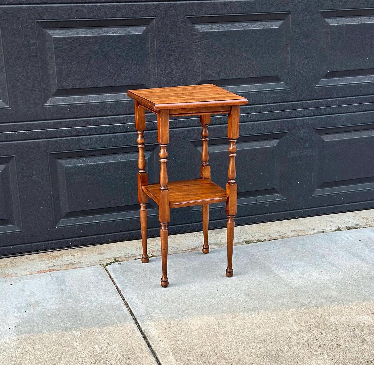 Antique Early 1900's Solid Wood Tall Narrow Maple Side Table
