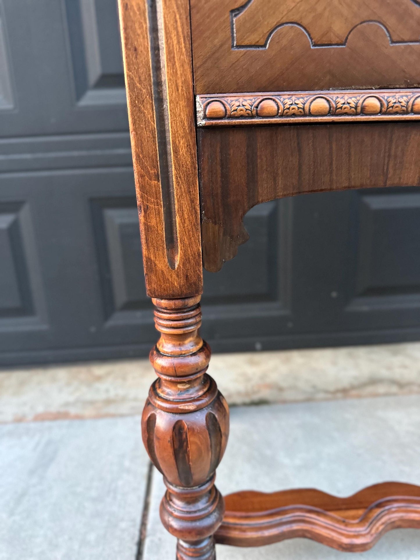 Antique Early 1900's Turned Leg Walnut Accent Cabinet with Raised Gallery
