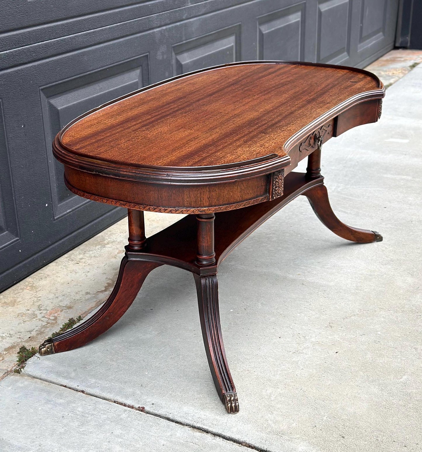 Antique Early 1900's Federal Mahogany Wood Single Drawer Coffee Table