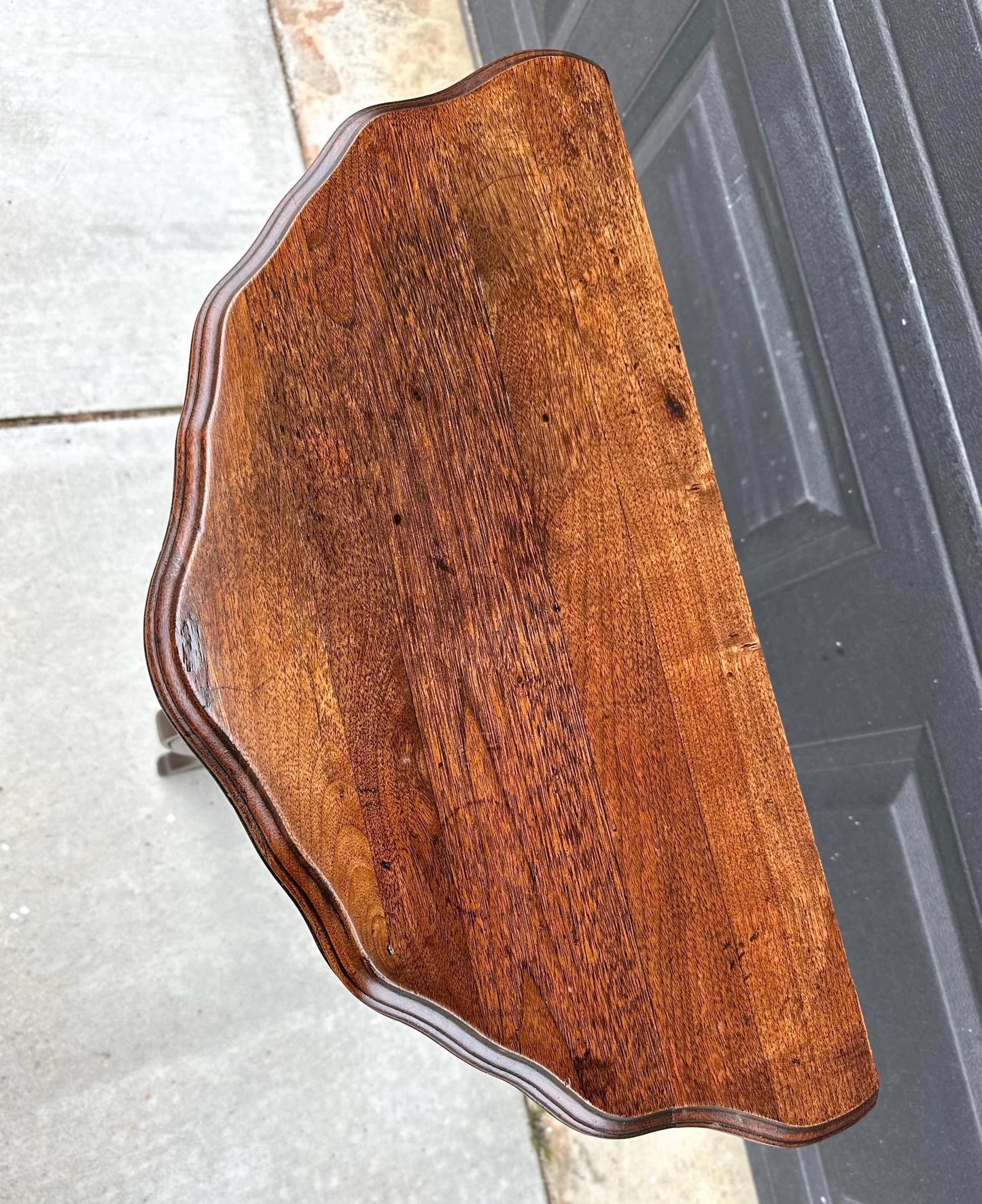 Antique Early 1900's Solid Wood Demilune Walnut AccentTable