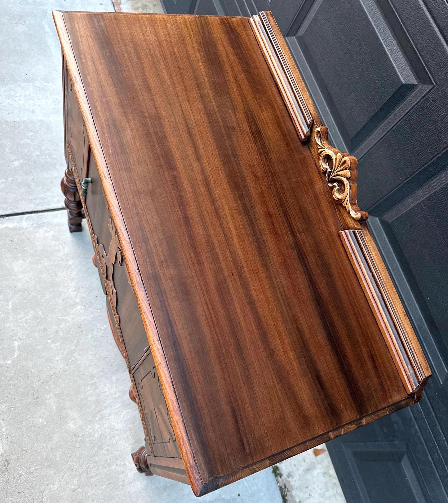 Antique Early 1900's Turned Leg Walnut Accent Cabinet with Raised Gallery