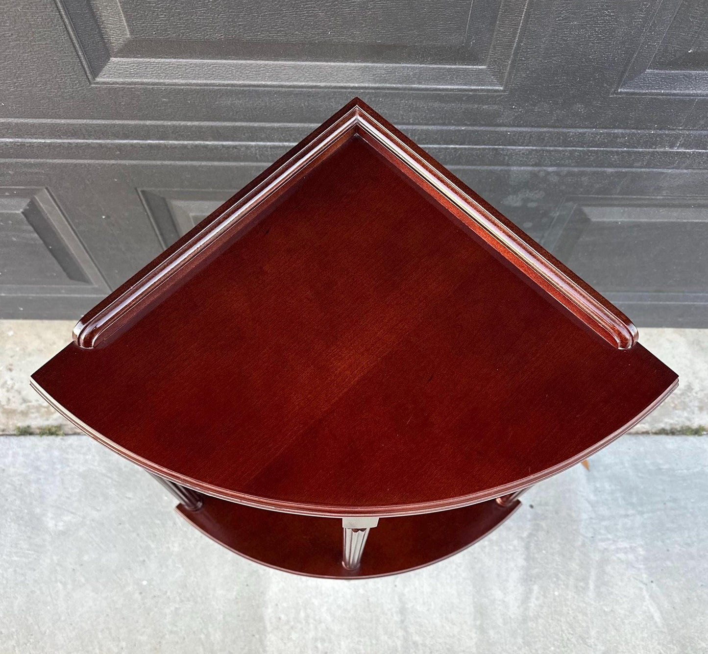 Vintage Federal Mahogany Accent Shelf Wood Corner Table