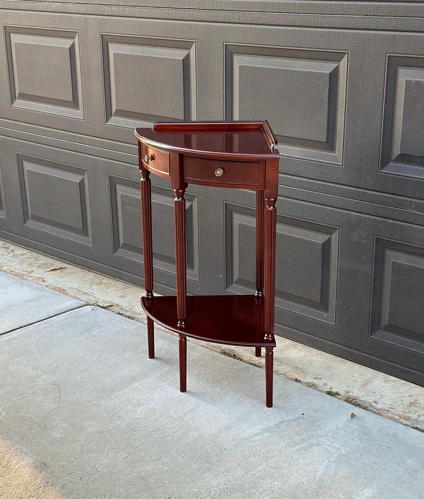 Vintage Federal Mahogany Accent Shelf Wood Corner Table