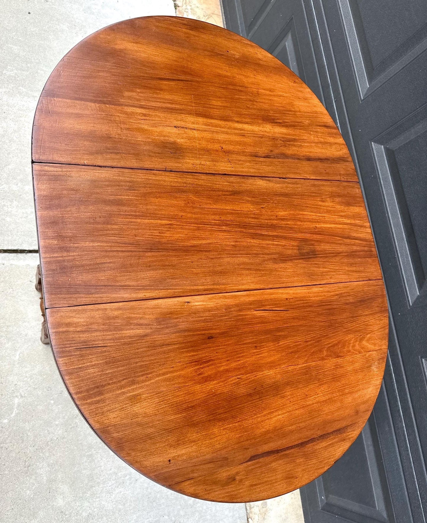 Antique Early 1900's Solid Wood Spindle Leg Cherry Drop Leaf Table with Drawer