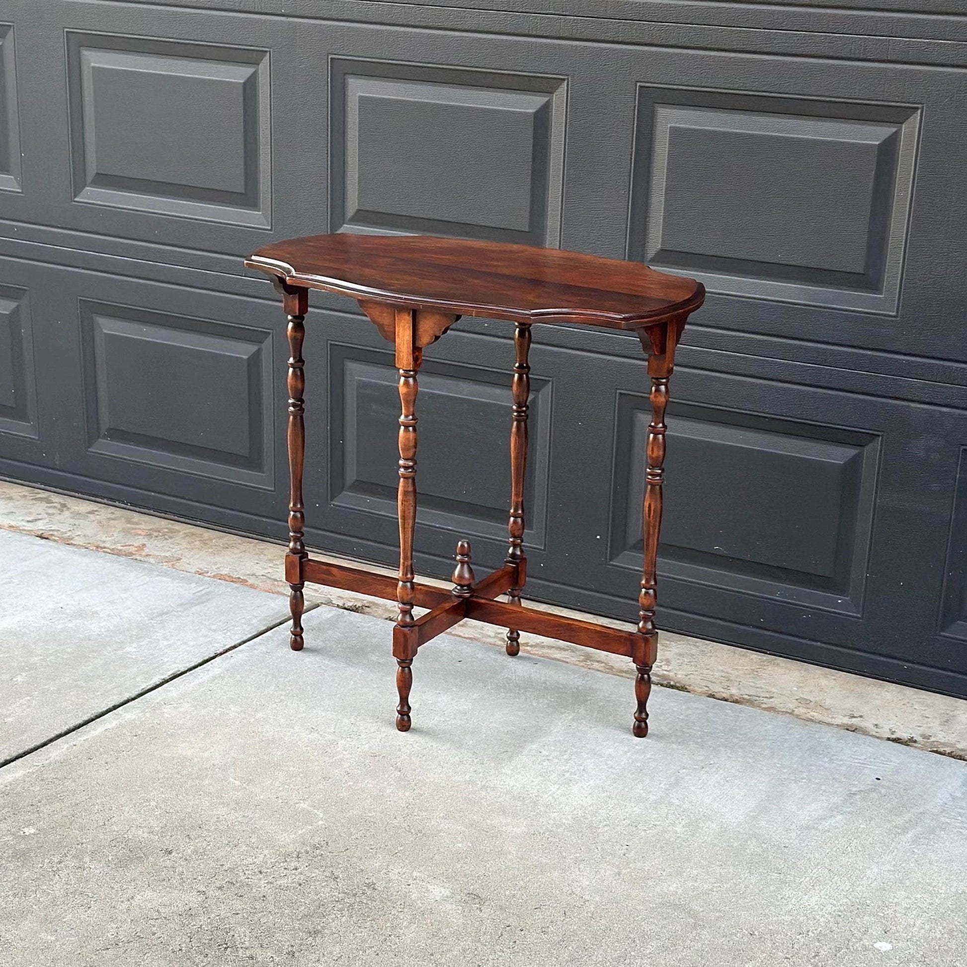 Antique Early 1900's Solid Wood Spindle Leg Foyer Entry Table