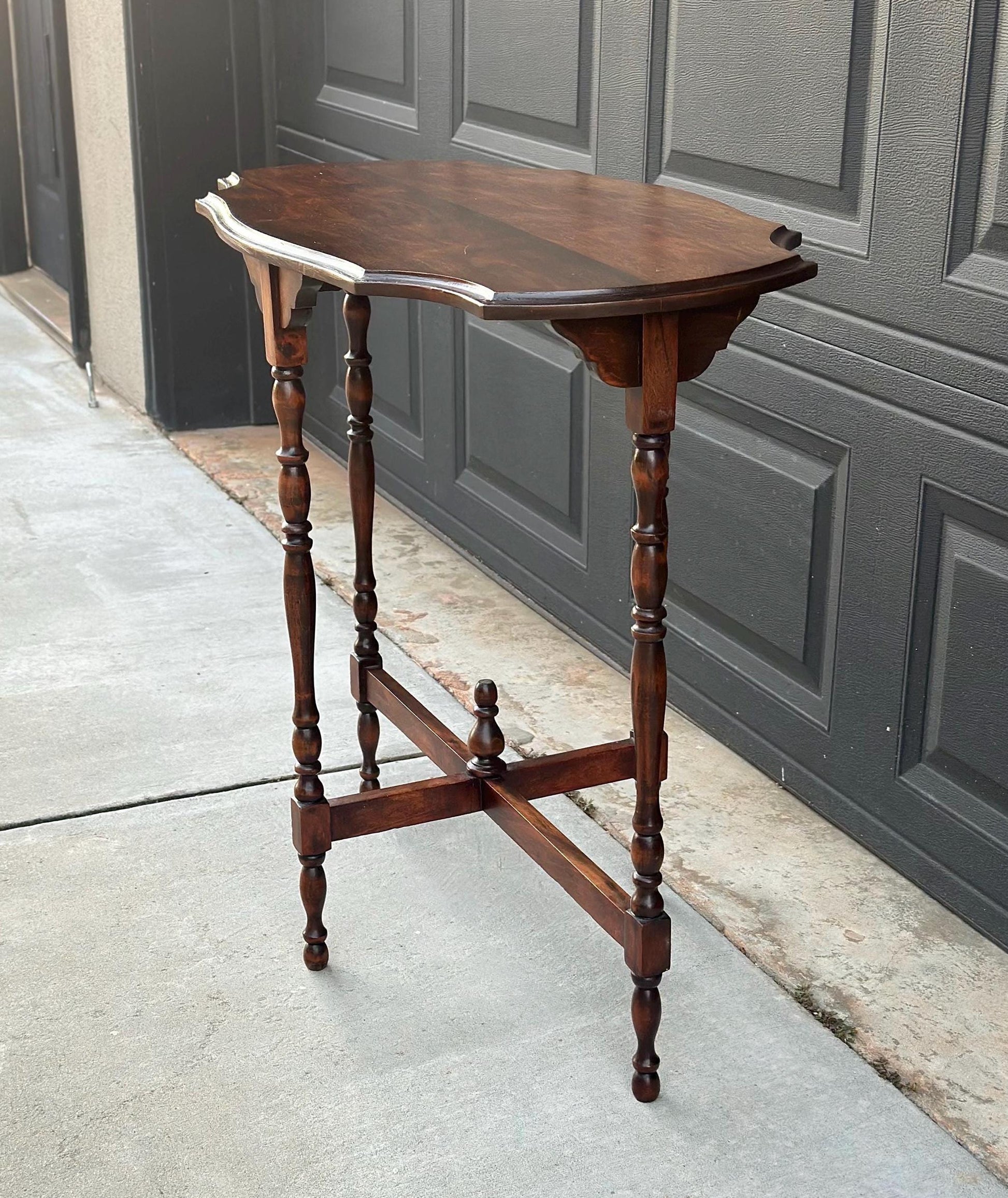 Antique Early 1900's Solid Wood Spindle Leg Foyer Entry Table