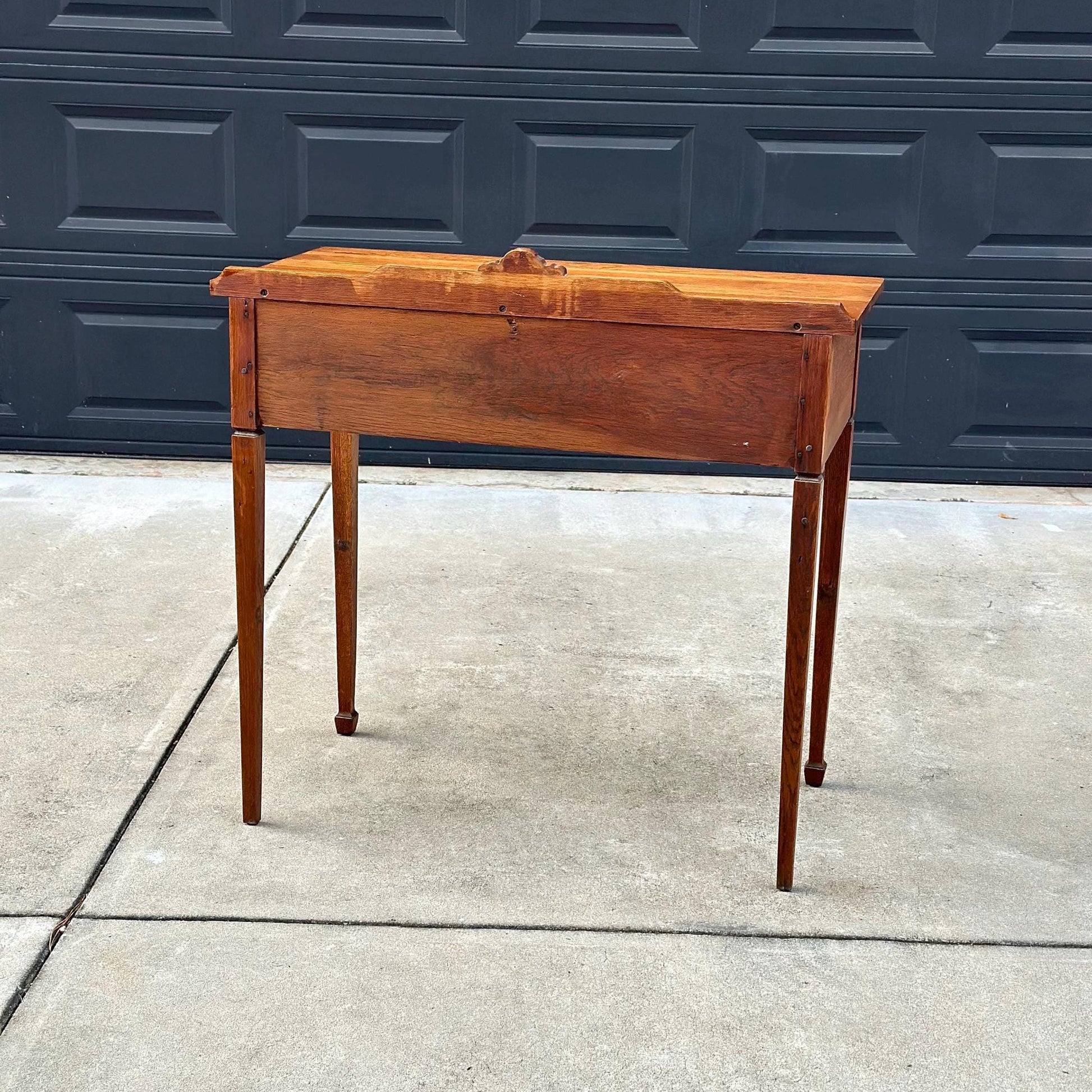 Antique Early 1900's Solid Wood Single Drawer Tiger Oak Entry Accent Table