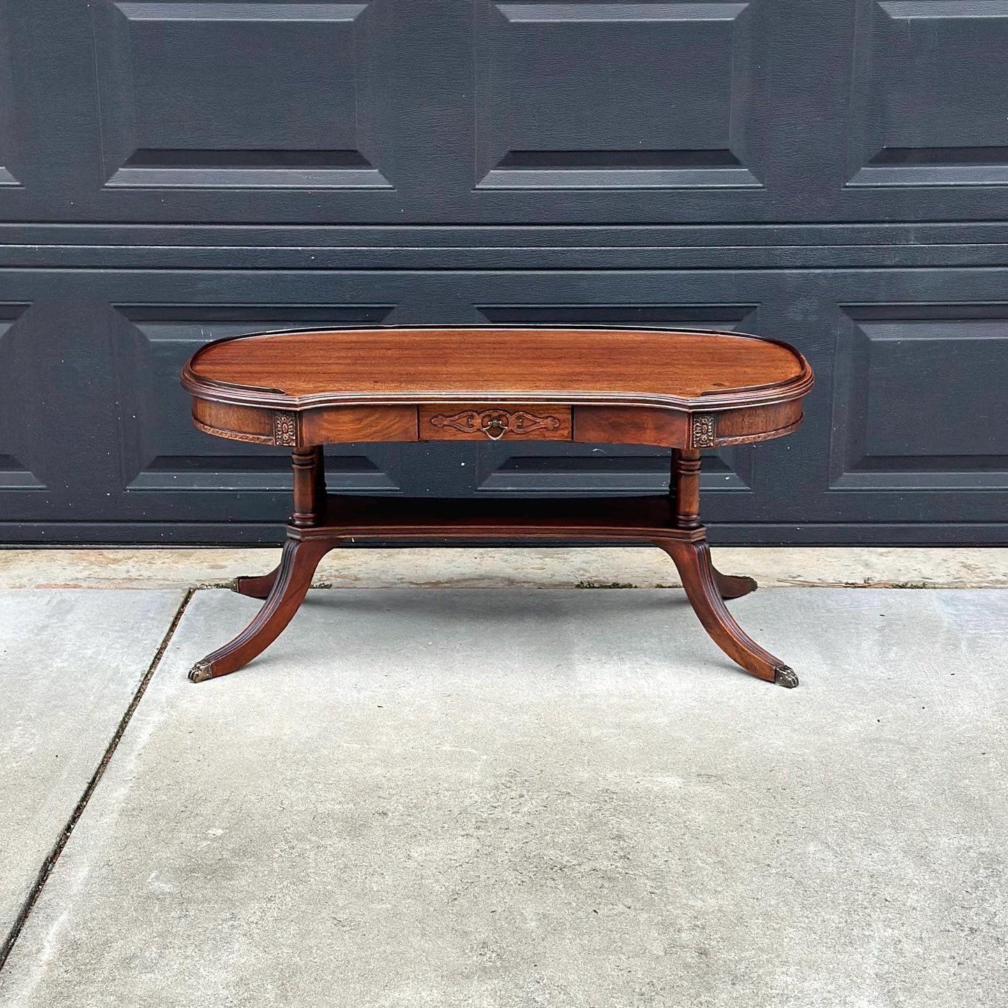 Antique Early 1900's Federal Mahogany Wood Single Drawer Coffee Table
