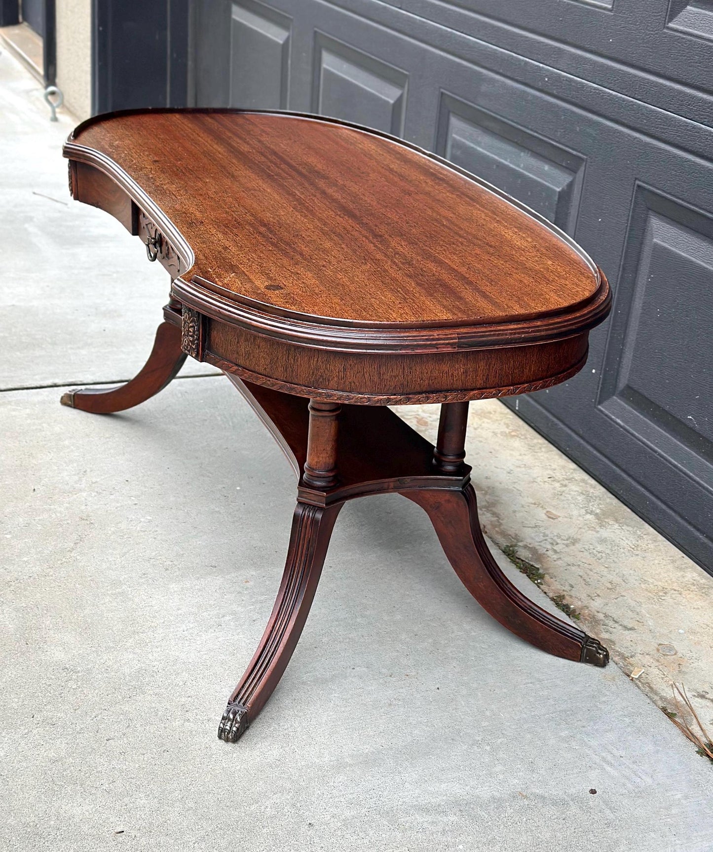 Antique Early 1900's Federal Mahogany Wood Single Drawer Coffee Table