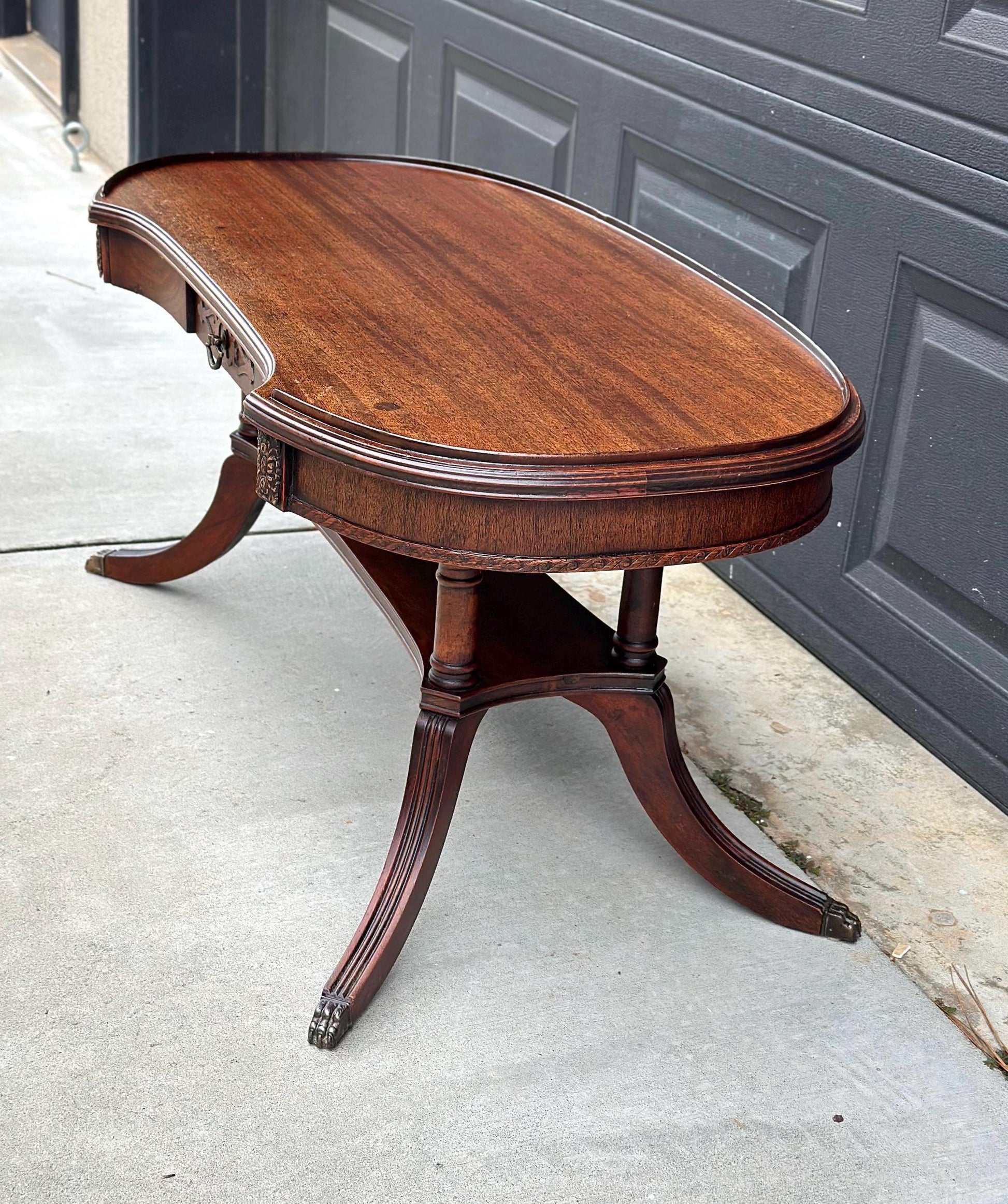 Antique Early 1900's Federal Mahogany Wood Single Drawer Coffee Table