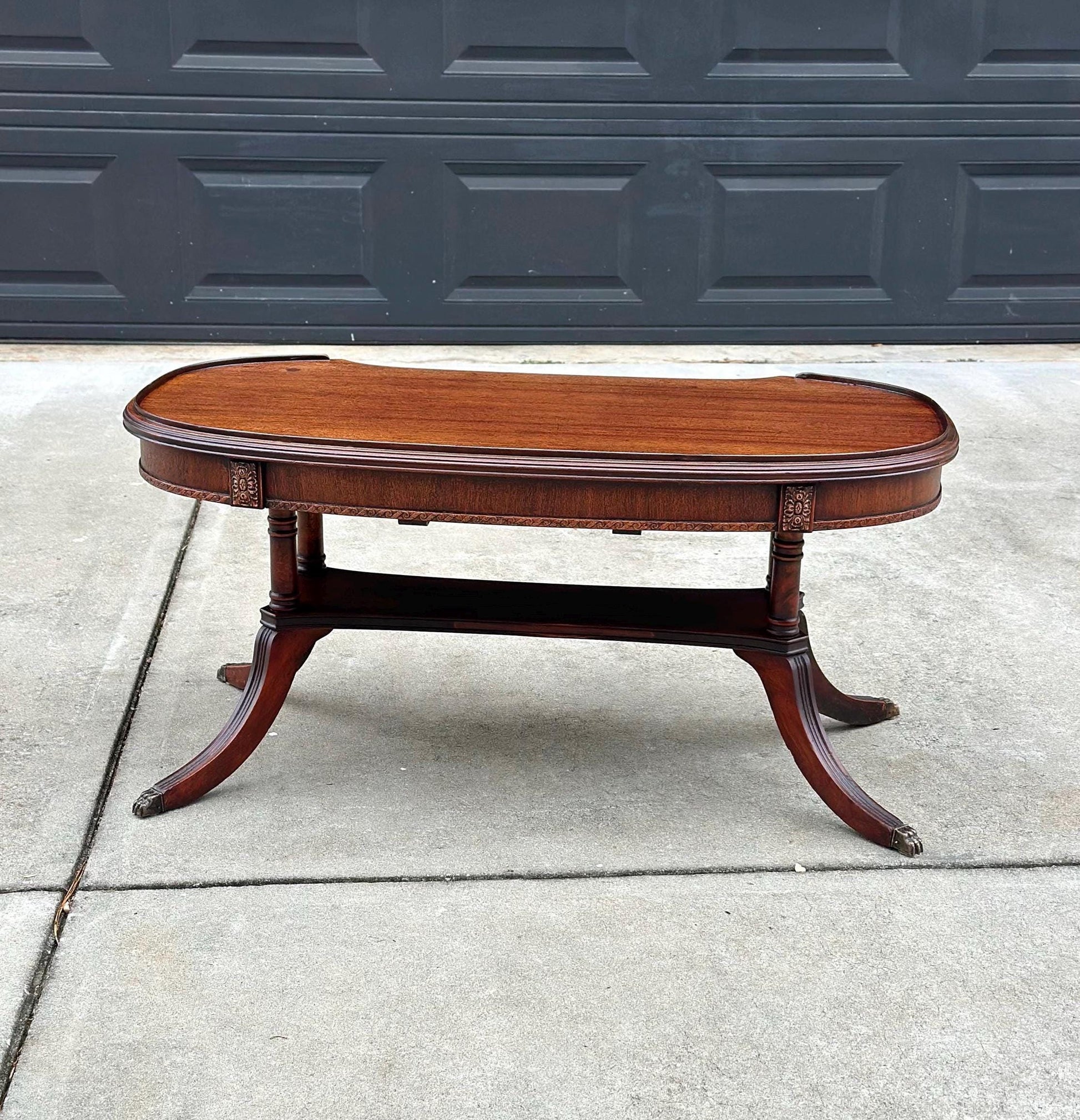 Antique Early 1900's Federal Mahogany Wood Single Drawer Coffee Table