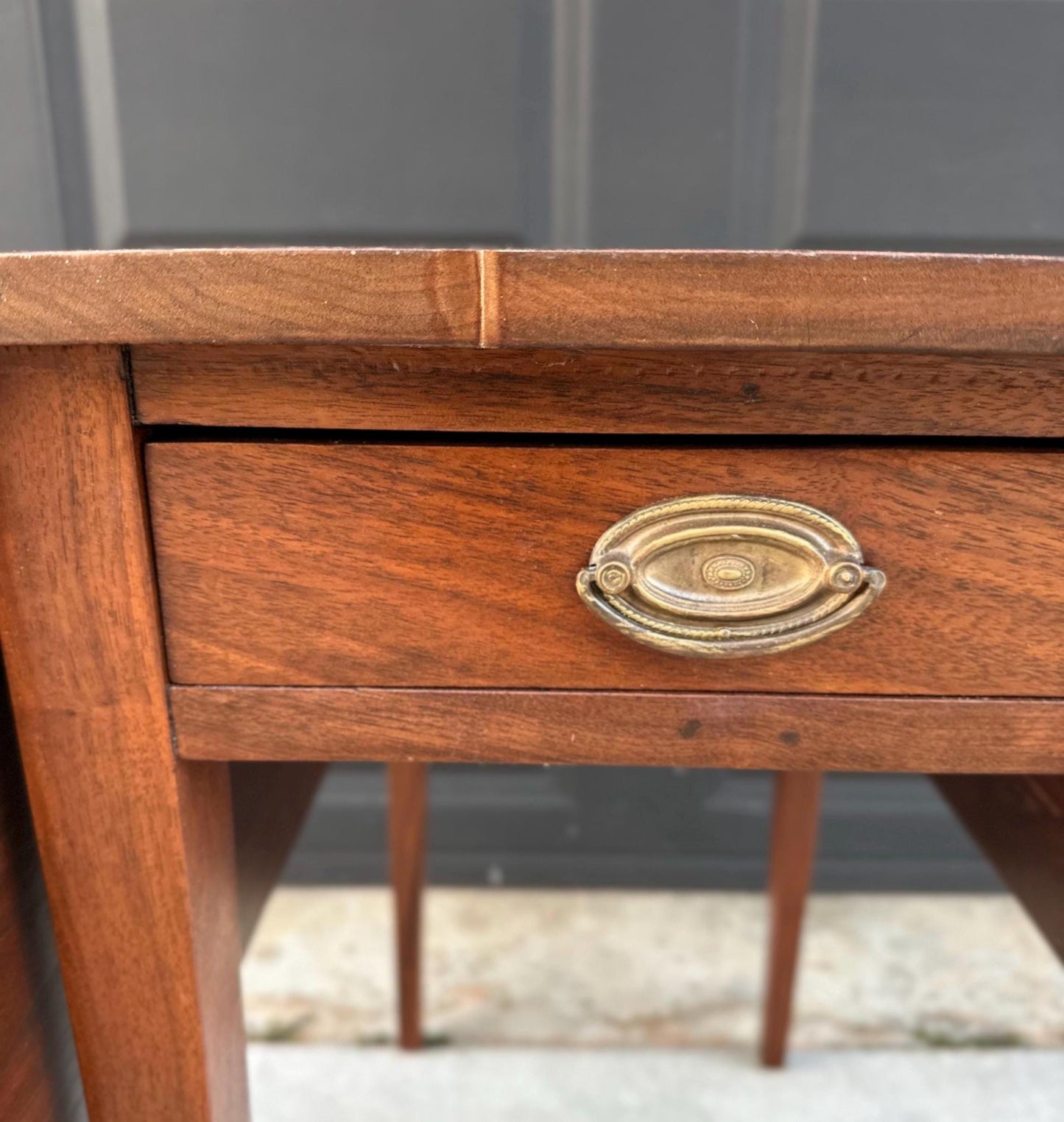 Antique Early 1900's Solid Wood Hepplewhite Cherry Drop-Leaf Table